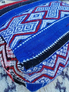 Moroccan Old Hanbal Kilim Pouf / Ottoman, K4