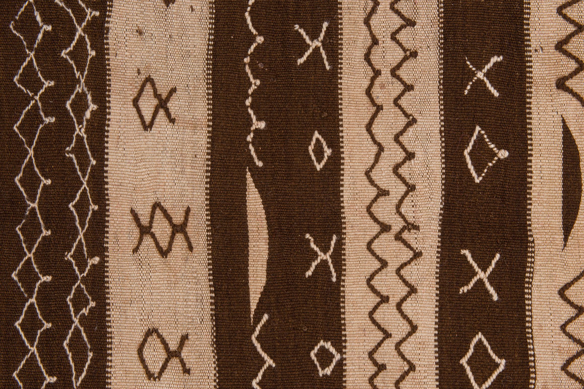 Wool Moroccan Old Kilim Beni Uaren Flatwave For Sale