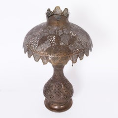 Moroccan or Moorish Pierced Brass Table Lamp