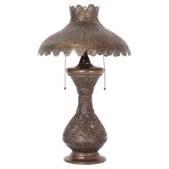 Antique Moroccan or Moorish Pierced Brass Table Lamp
