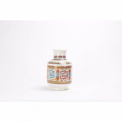 Vase marocain en céramique vintage orange, bleu et blanc, fabriqué à la main