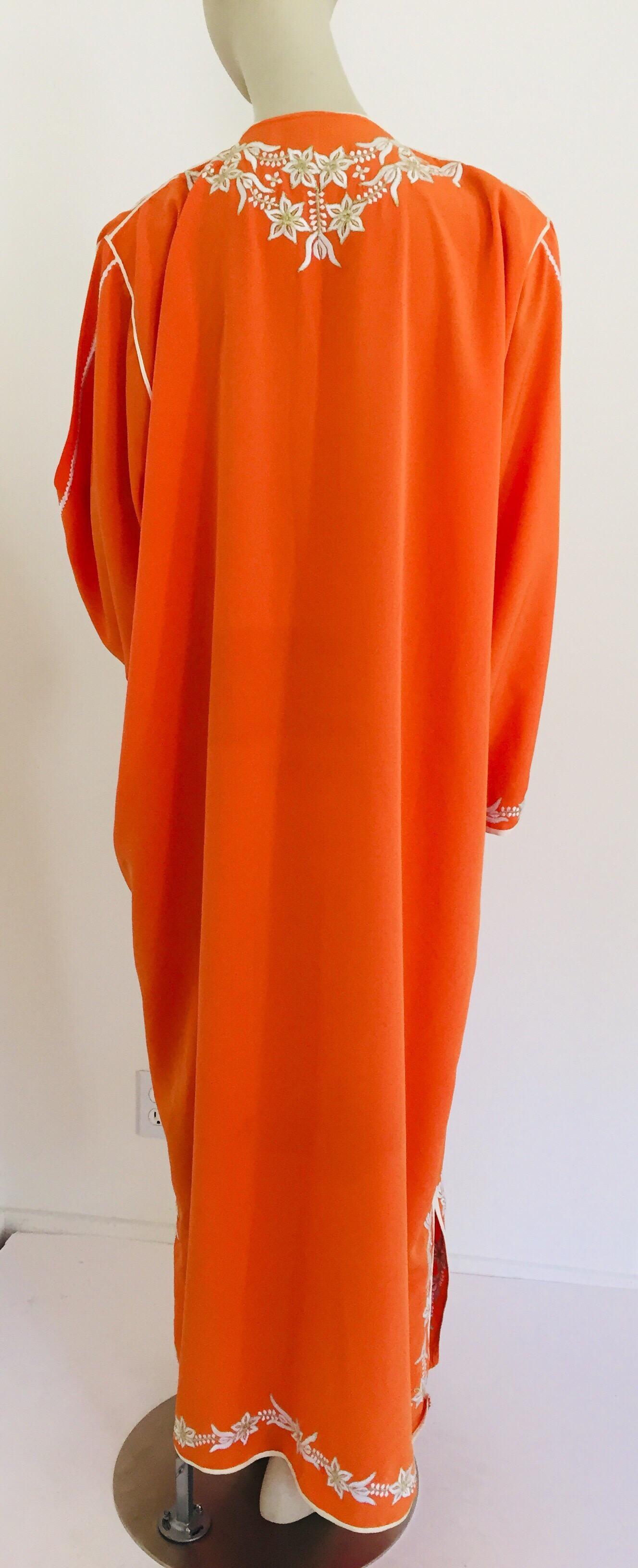 Moroccan Orange Kaftan Maxi Dress Caftan For Sale 5