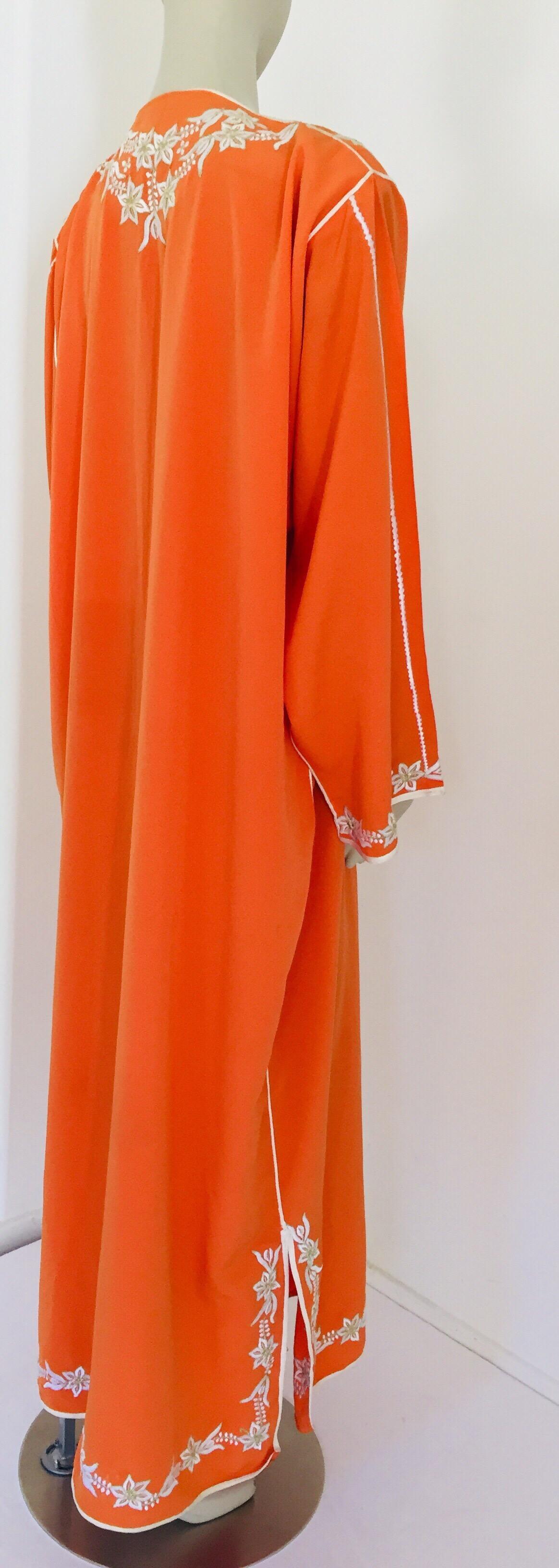 Moroccan Orange Kaftan Maxi Dress Caftan For Sale 6