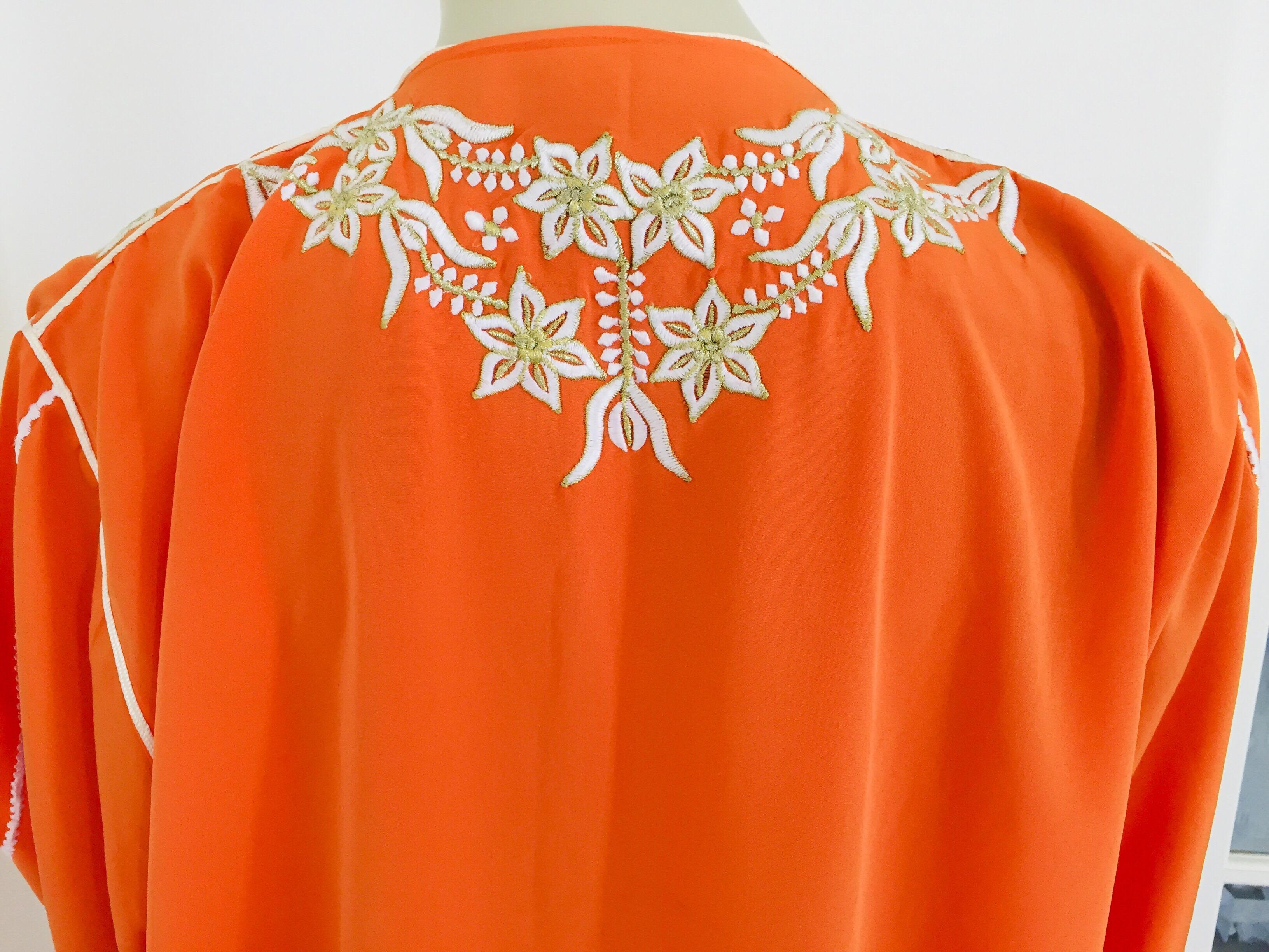 Moroccan Orange Kaftan Maxi Dress Caftan For Sale 7