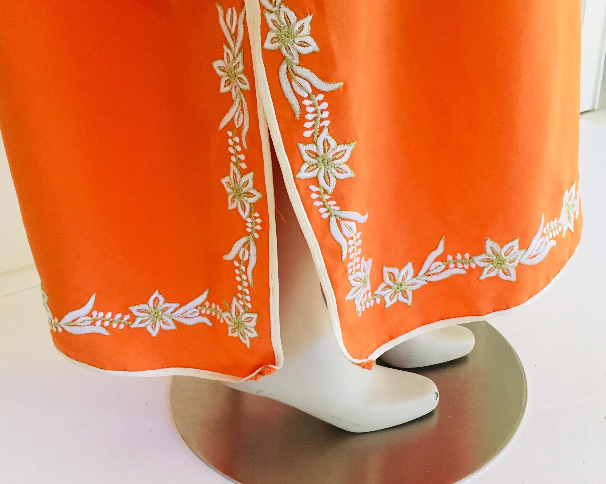 Moroccan Orange Kaftan Maxi Dress Caftan For Sale 3