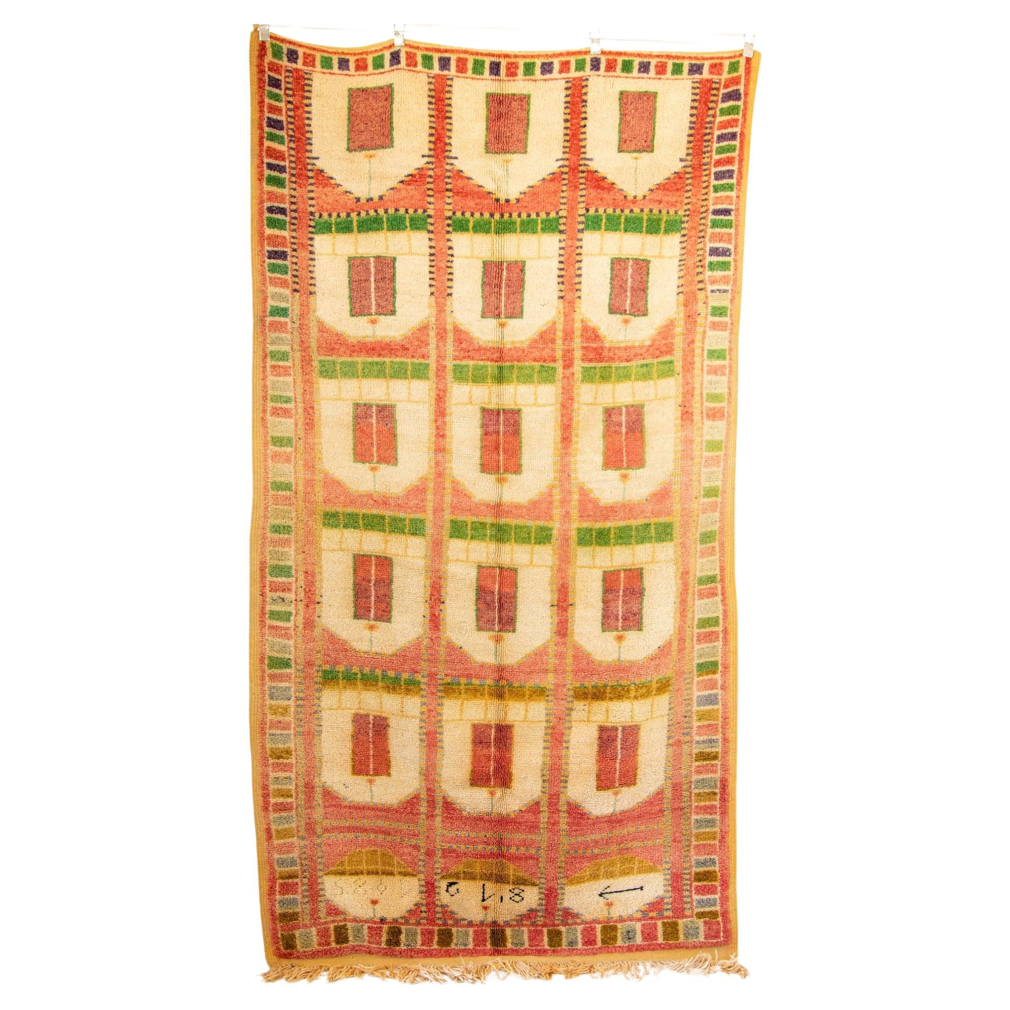 Moroccan Orange Wool Rug by the Beni MGuild Morocco 1980s
