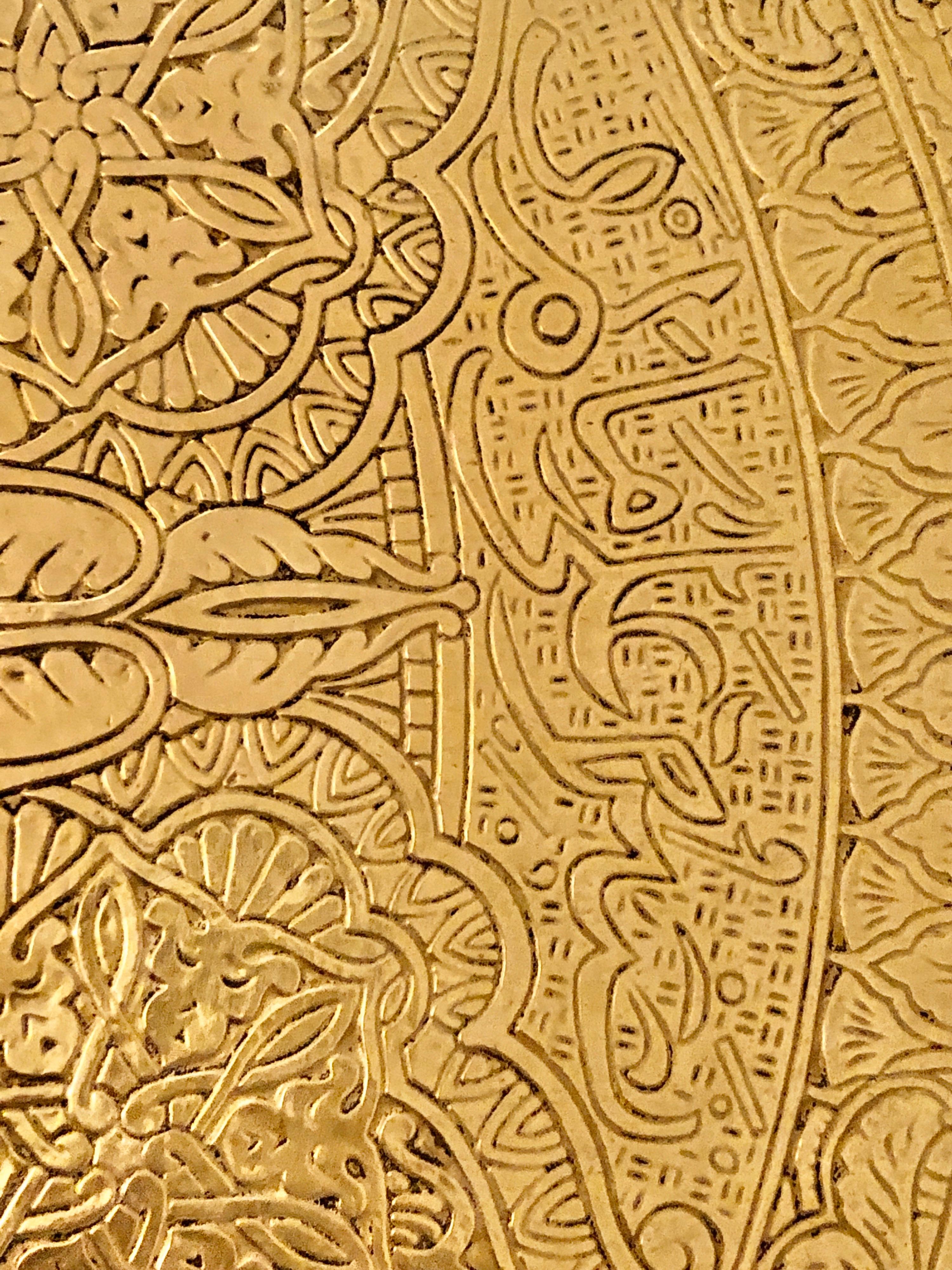 Moroccan Orientalist Moorish Round Polished Brass Side, circa 1920 For Sale 6