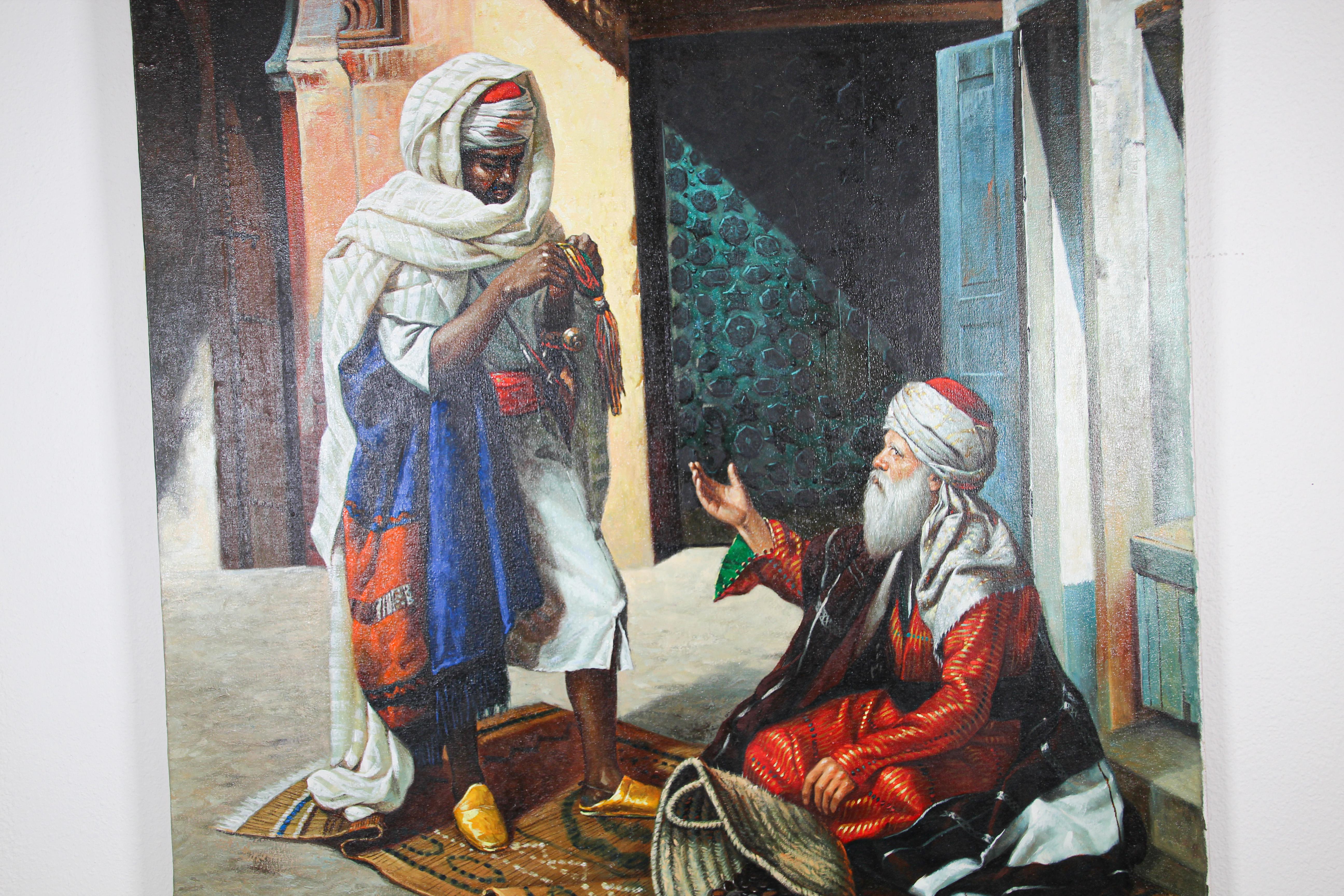 Moroccan Moorish Orientalist Oil Painting For Sale 1