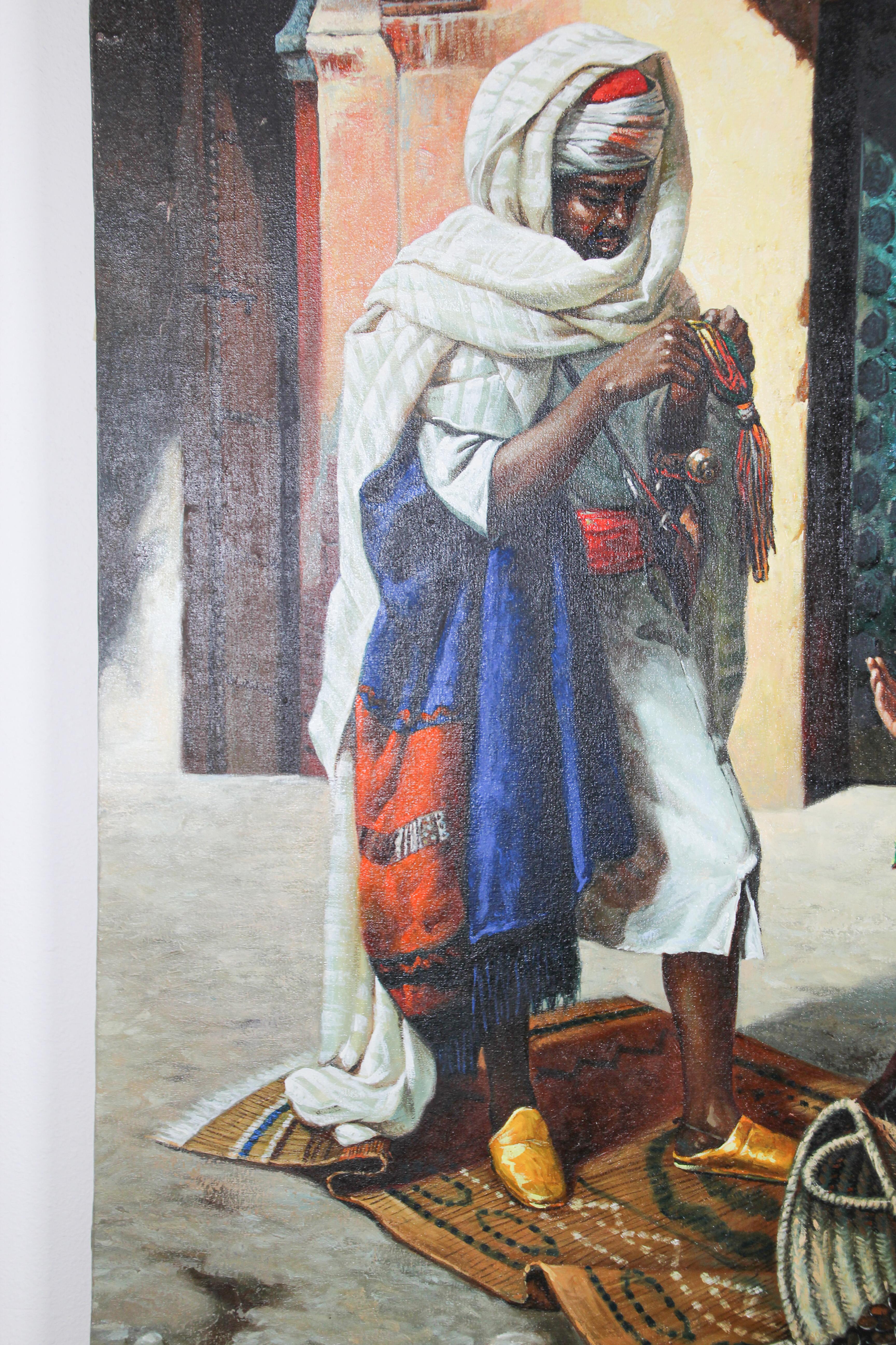Peinture à l'huile orientaliste mauresque marocaine en vente 1