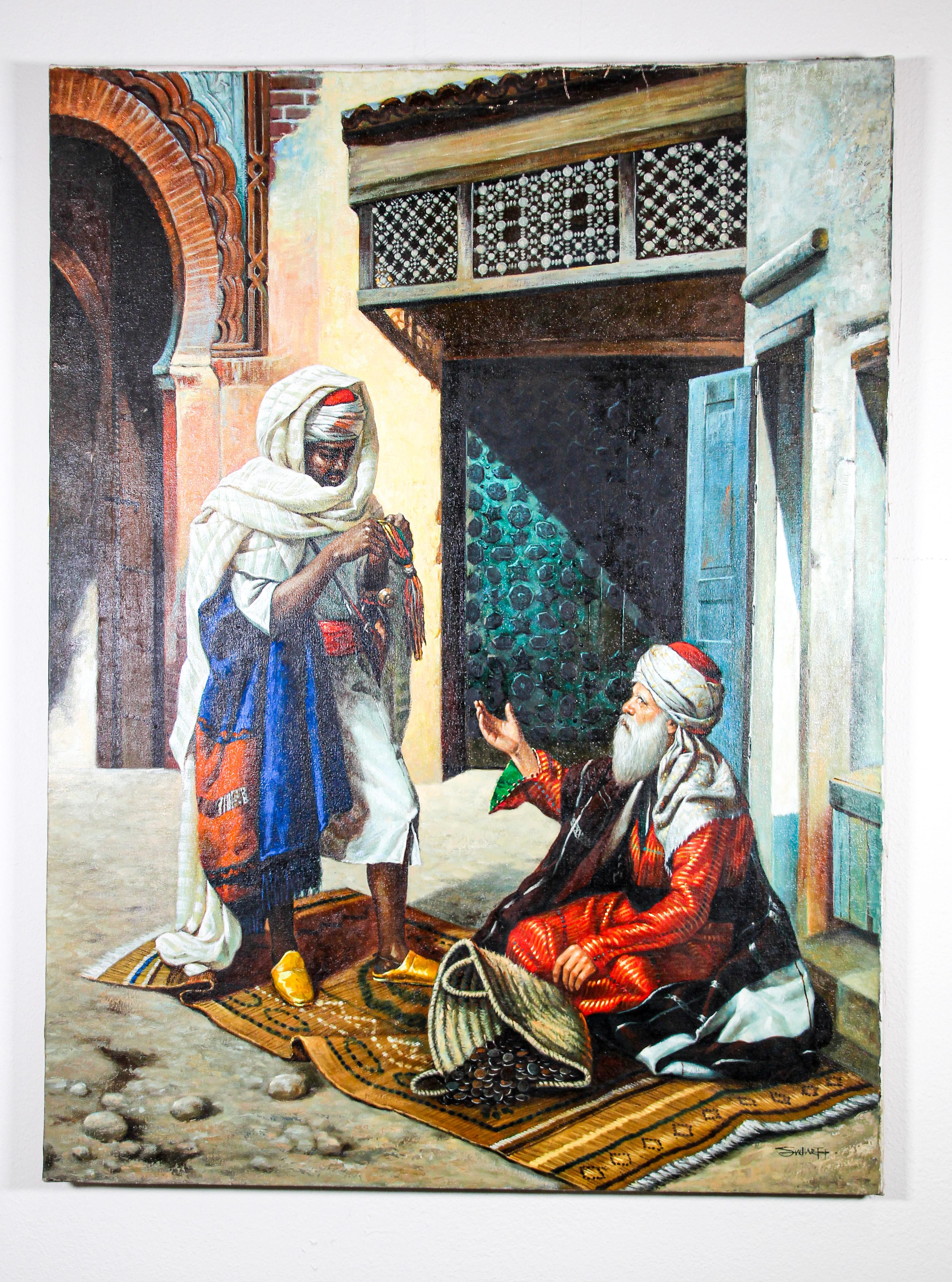 Peinture à l'huile orientaliste mauresque marocaine en vente 7