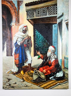 Peinture à l'huile orientaliste mauresque marocaine