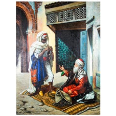 Peinture à l'huile orientaliste mauresque marocaine