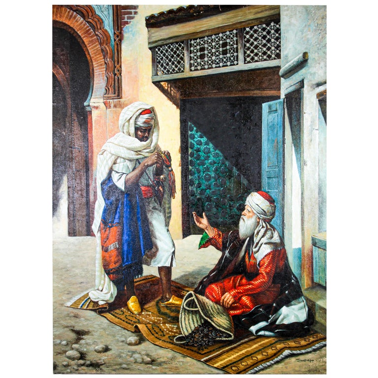 Moroccan Moorish Orientalist Oil Painting For Sale