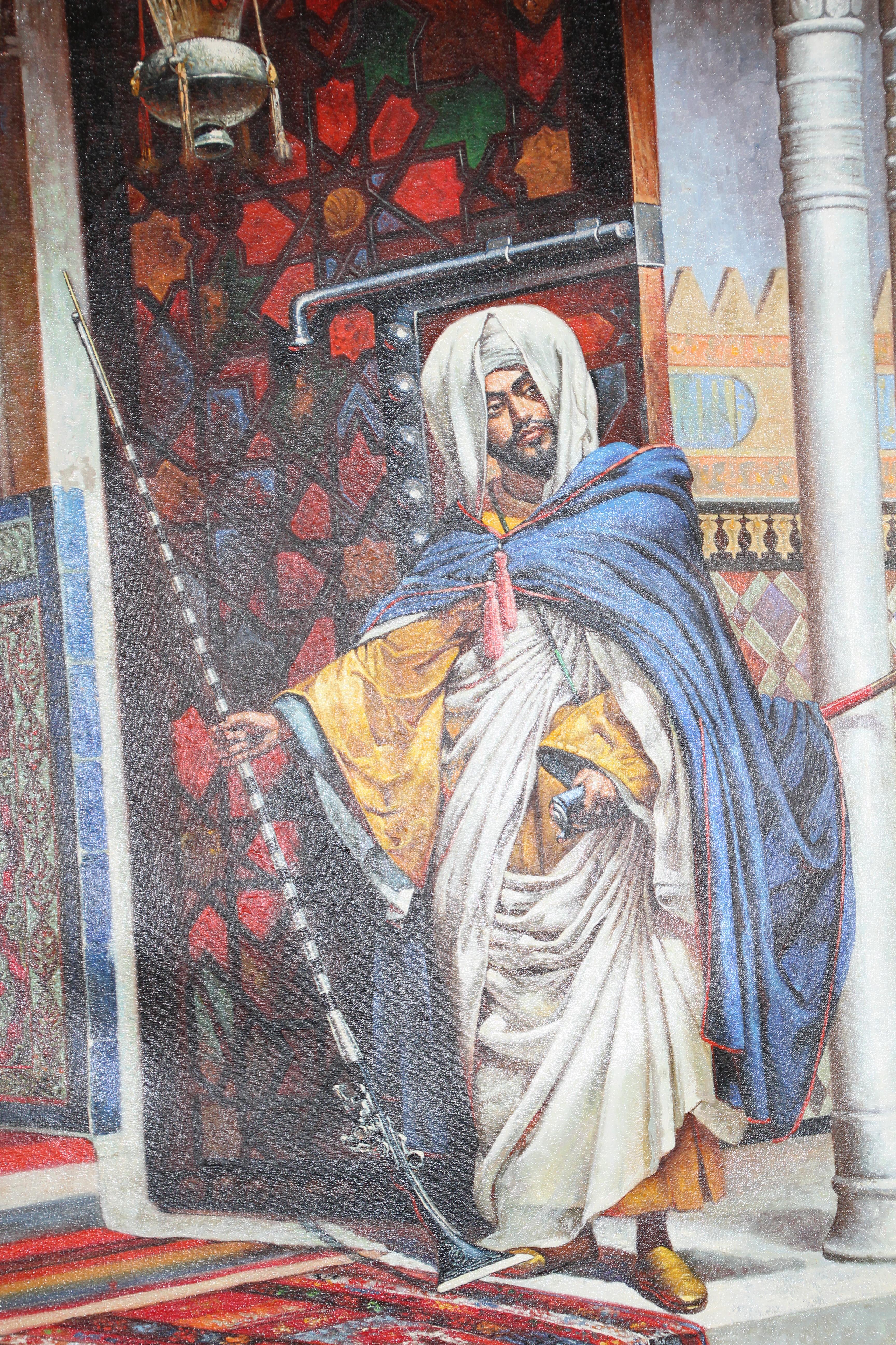 Moroccan Orientalist Oil Painting of a Moorish Men 4
