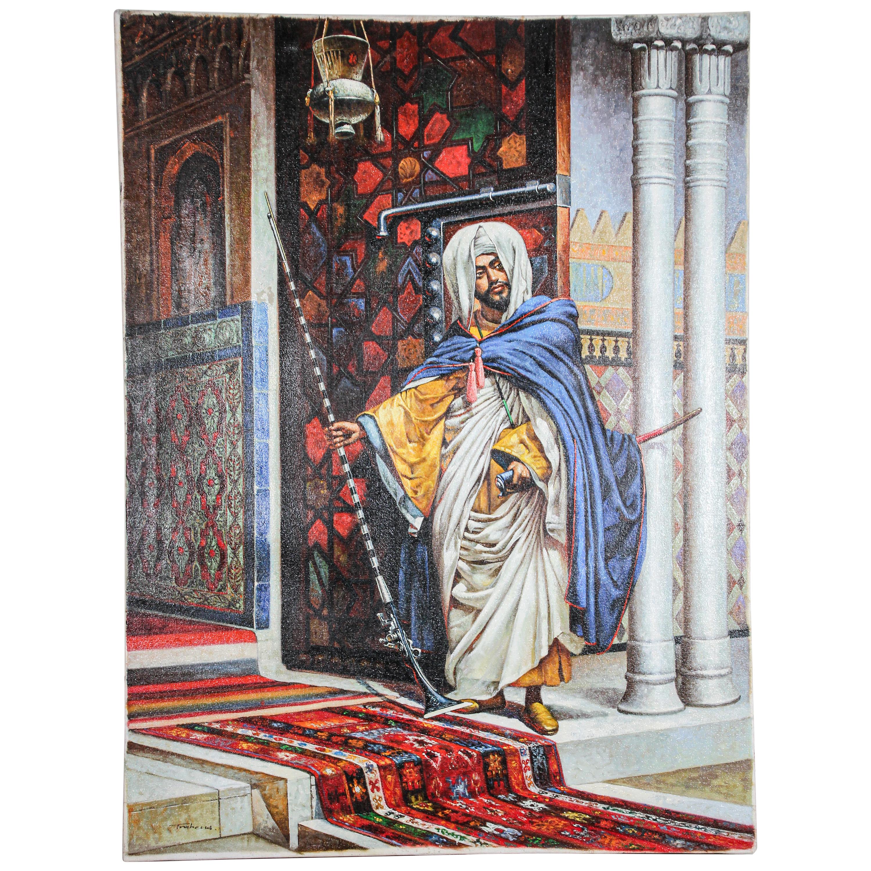 Moroccan Orientalist Oil Painting of a Moorish Men