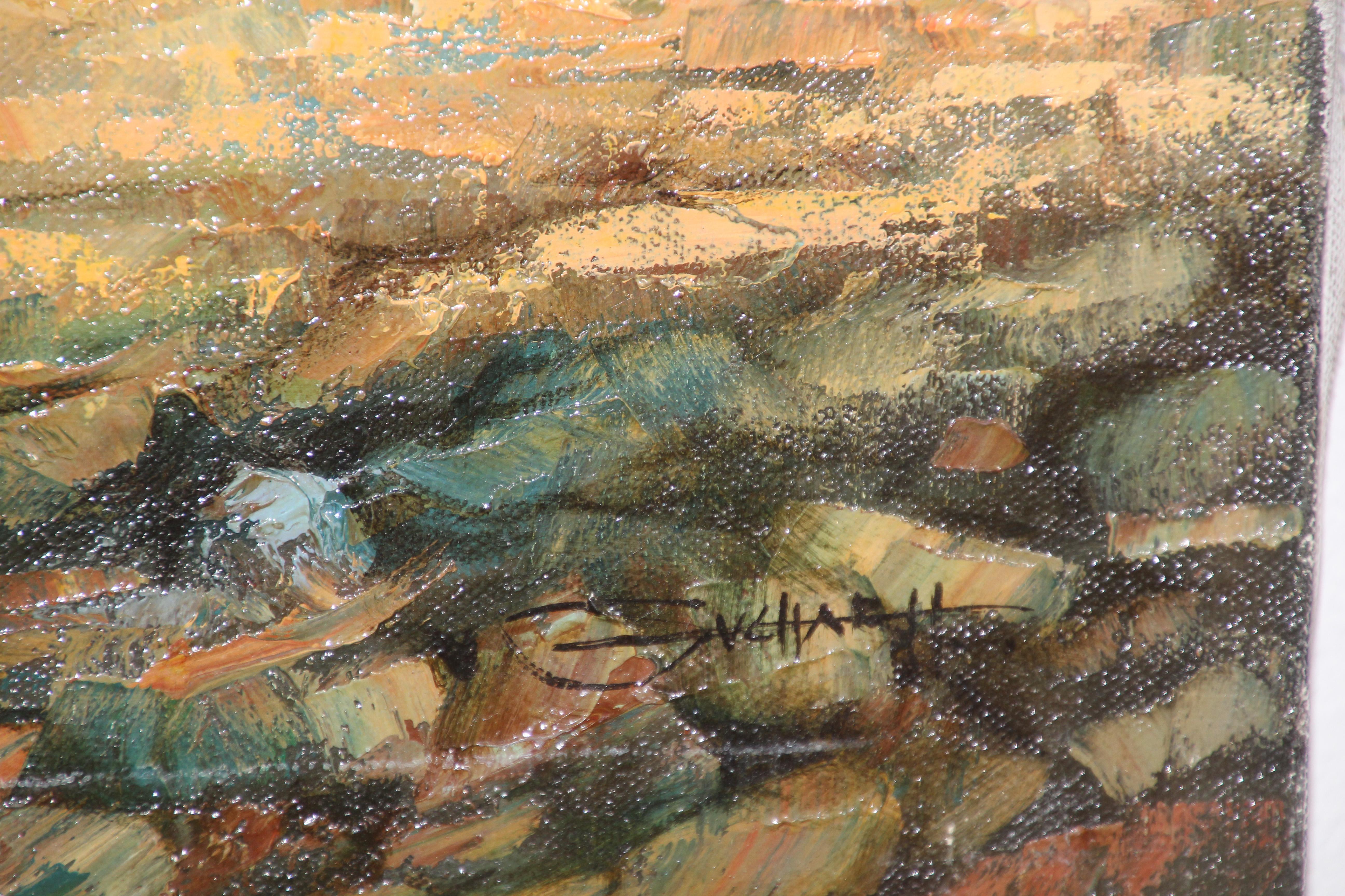 Peinture à l'huile orientaliste marocaine d'hommes sur chevaux 6