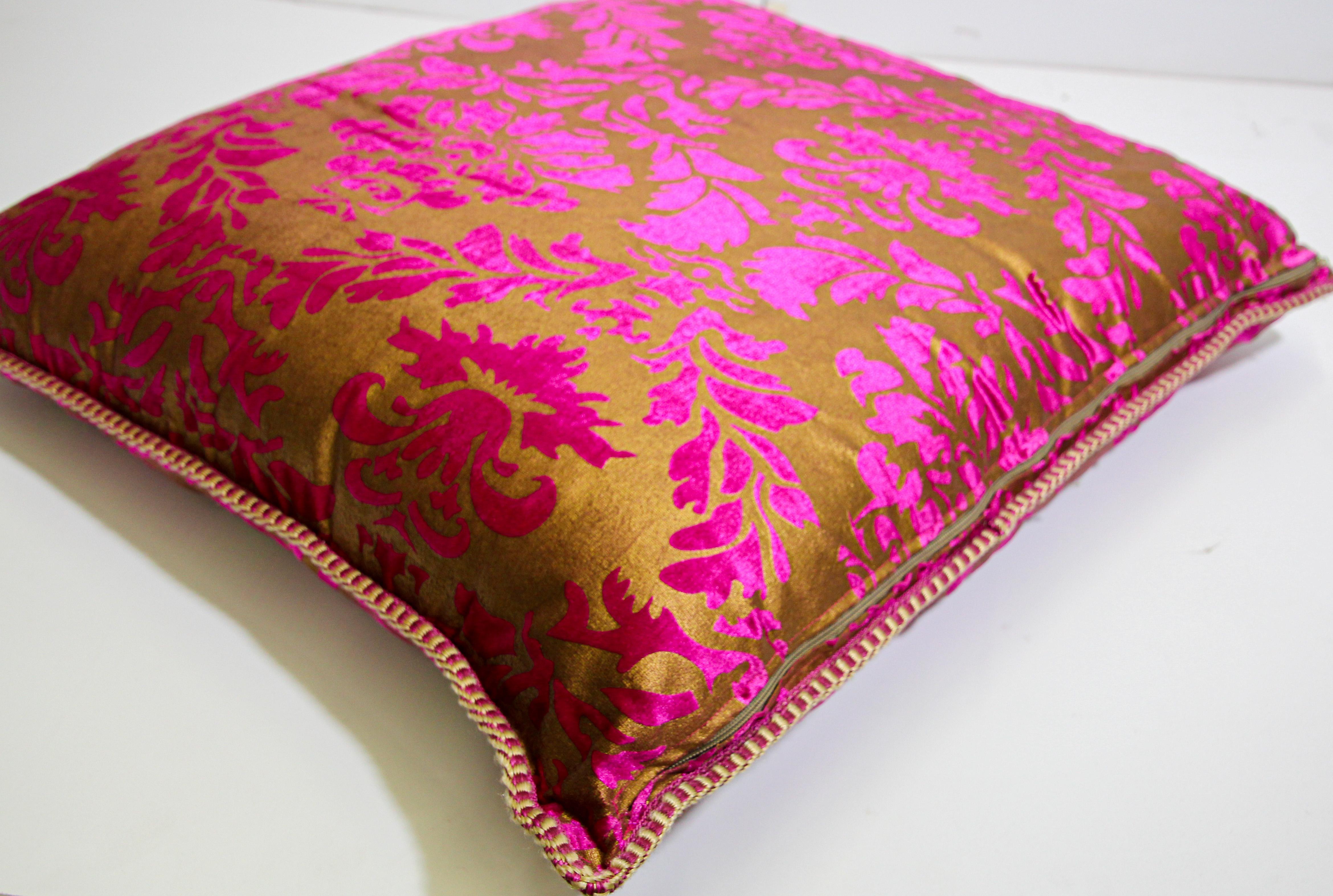 Silk Moorish Oversized Pink and Gold Floor Pillow Cushion For Sale