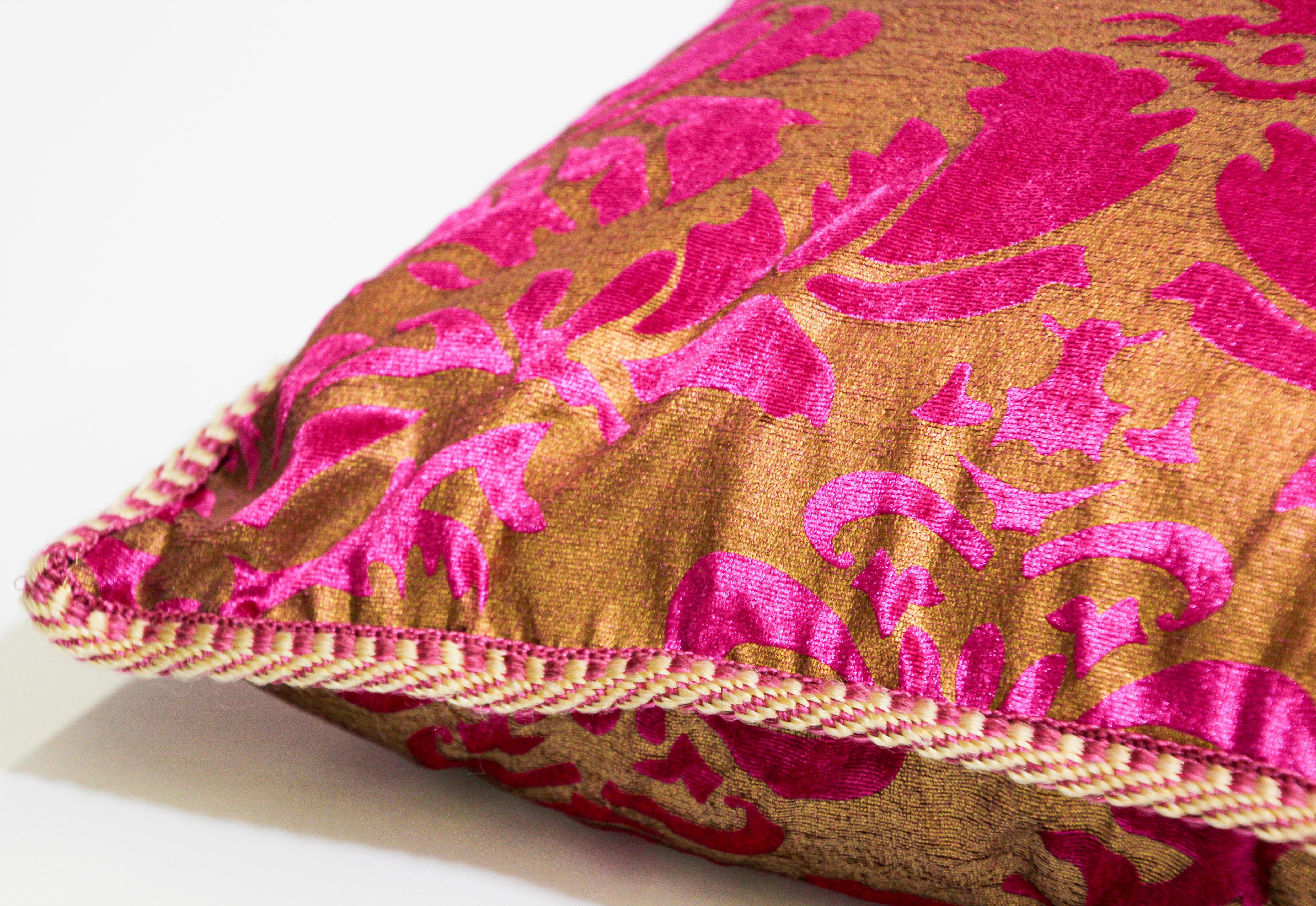 Moroccan Moorish Oversized Pink and Gold Floor Pillow Cushion For Sale