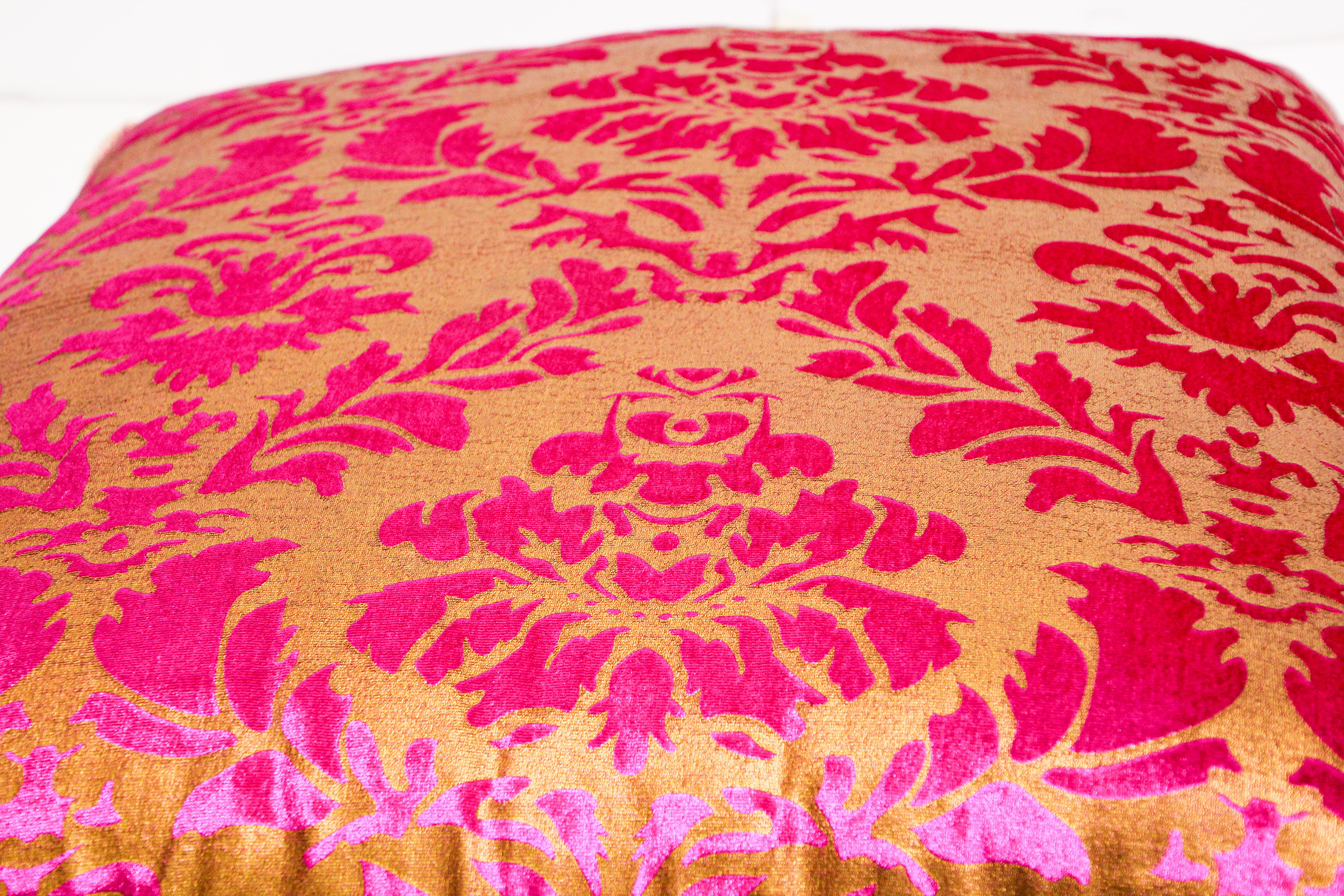 Hand-Crafted Moorish Oversized Pink and Gold Floor Pillow Cushion For Sale
