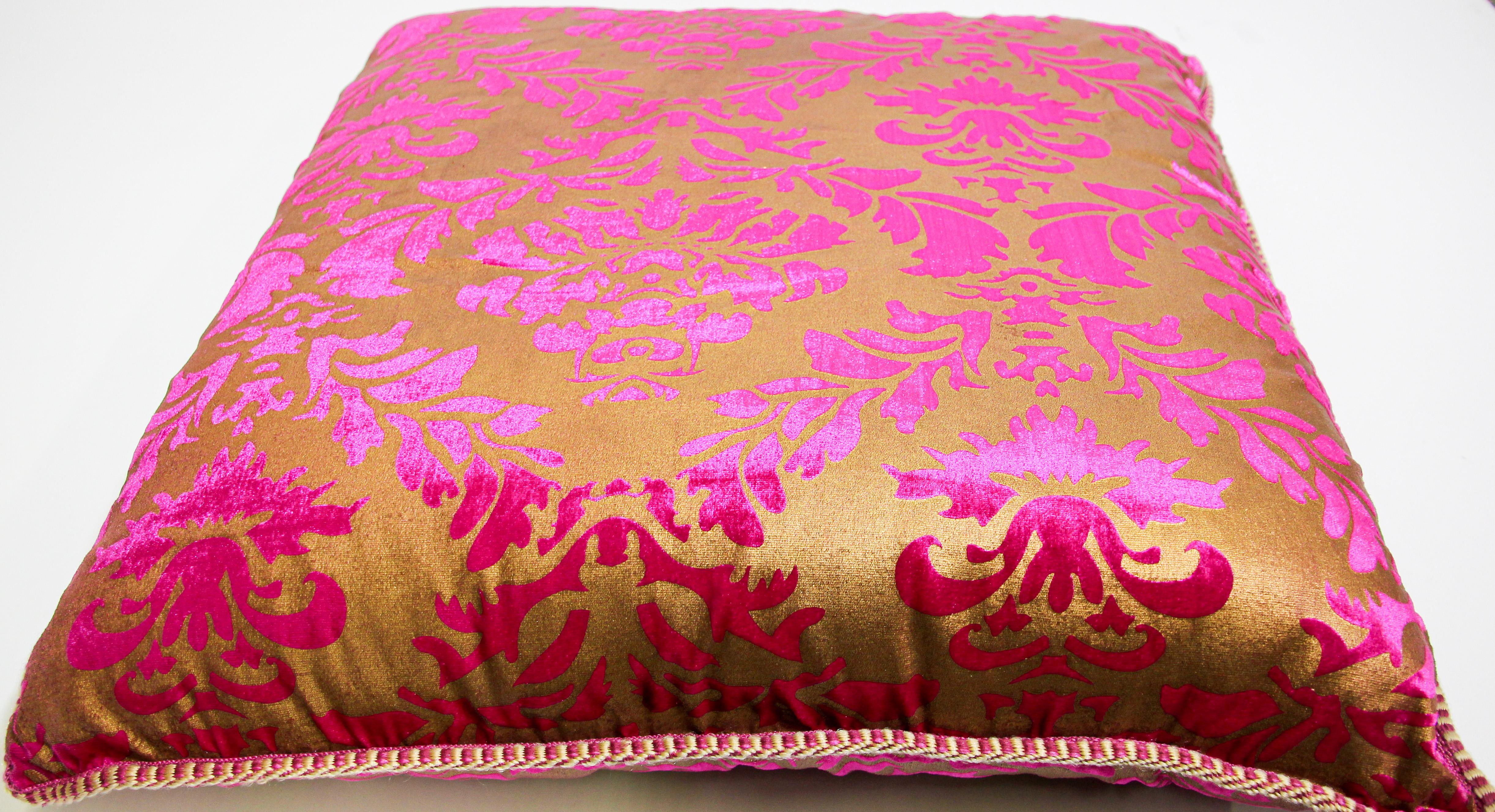 20th Century Moorish Oversized Pink and Gold Floor Pillow Cushion For Sale