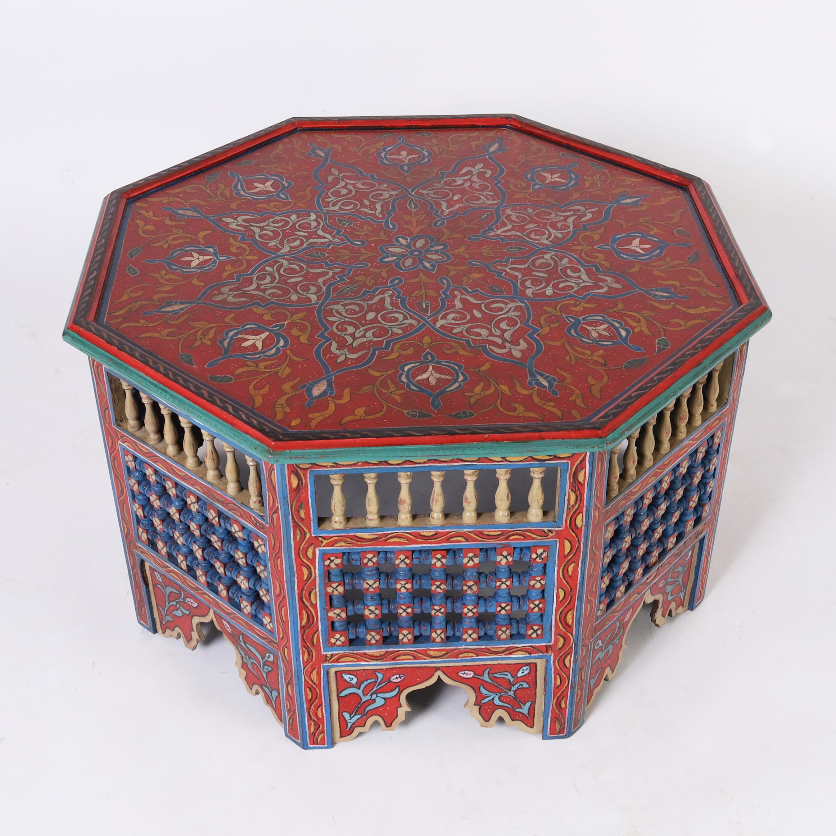 Moorish Moroccan Painted Coffee Table or Stand For Sale