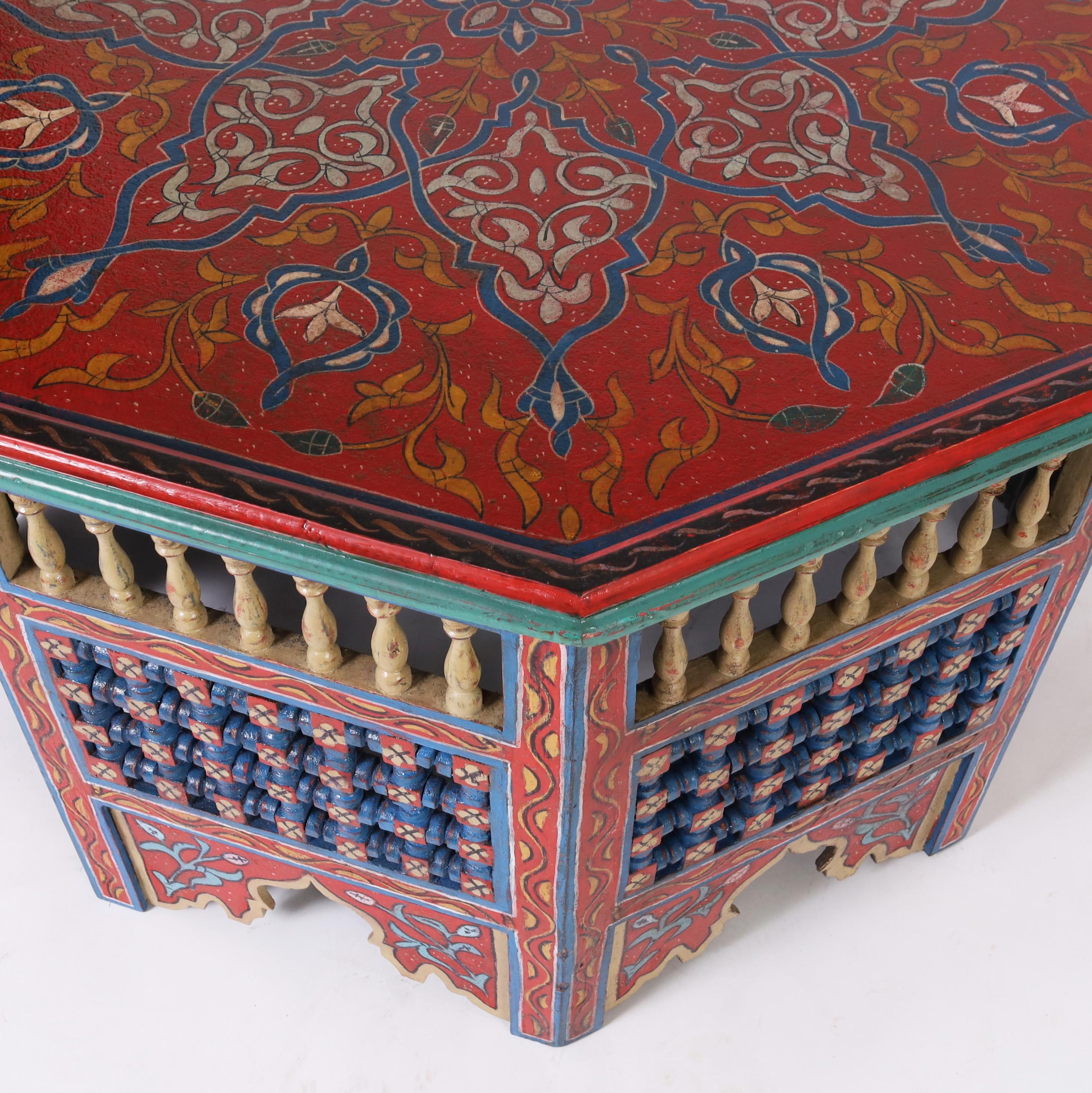 20th Century Moroccan Painted Coffee Table or Stand For Sale