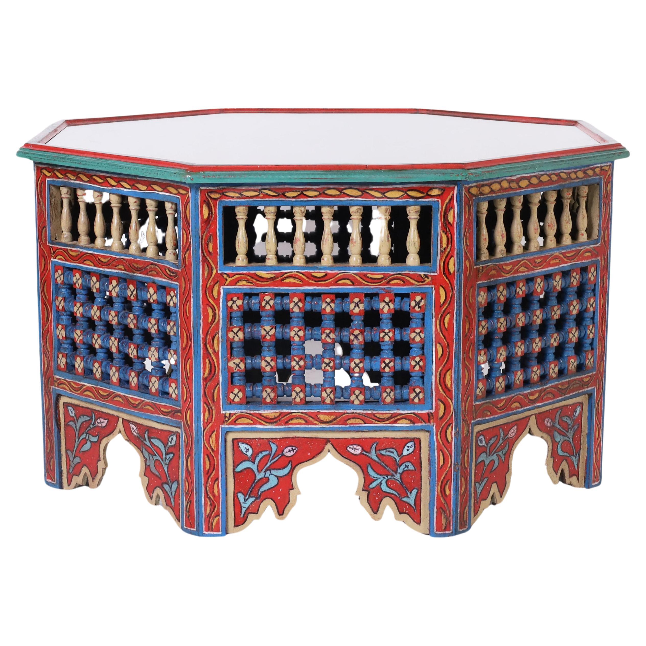 Moroccan Painted Coffee Table or Stand For Sale
