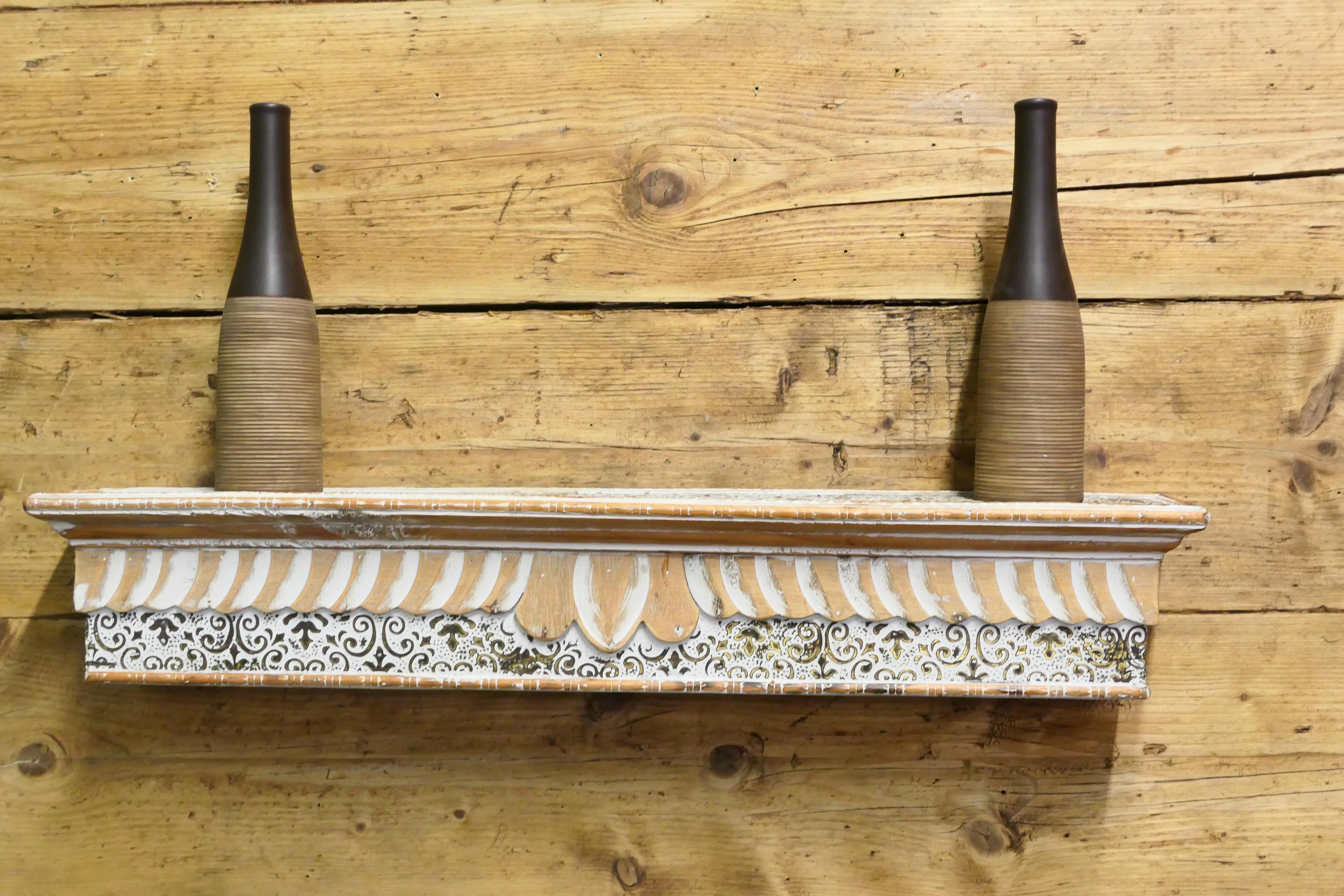 Islamic Moroccan Painted Folk Art Wall Shelf For Sale