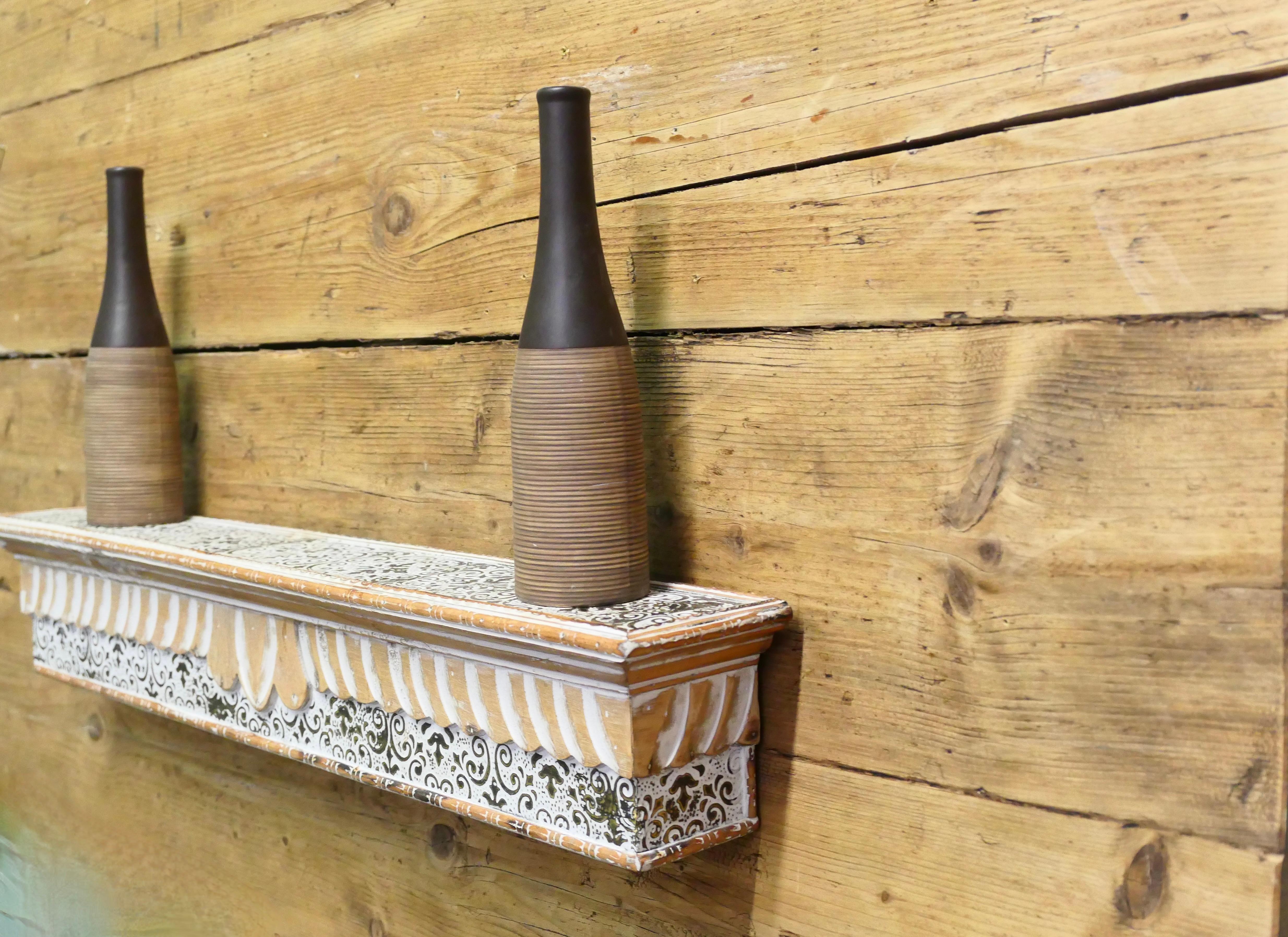 Mid-20th Century Moroccan Painted Folk Art Wall Shelf For Sale