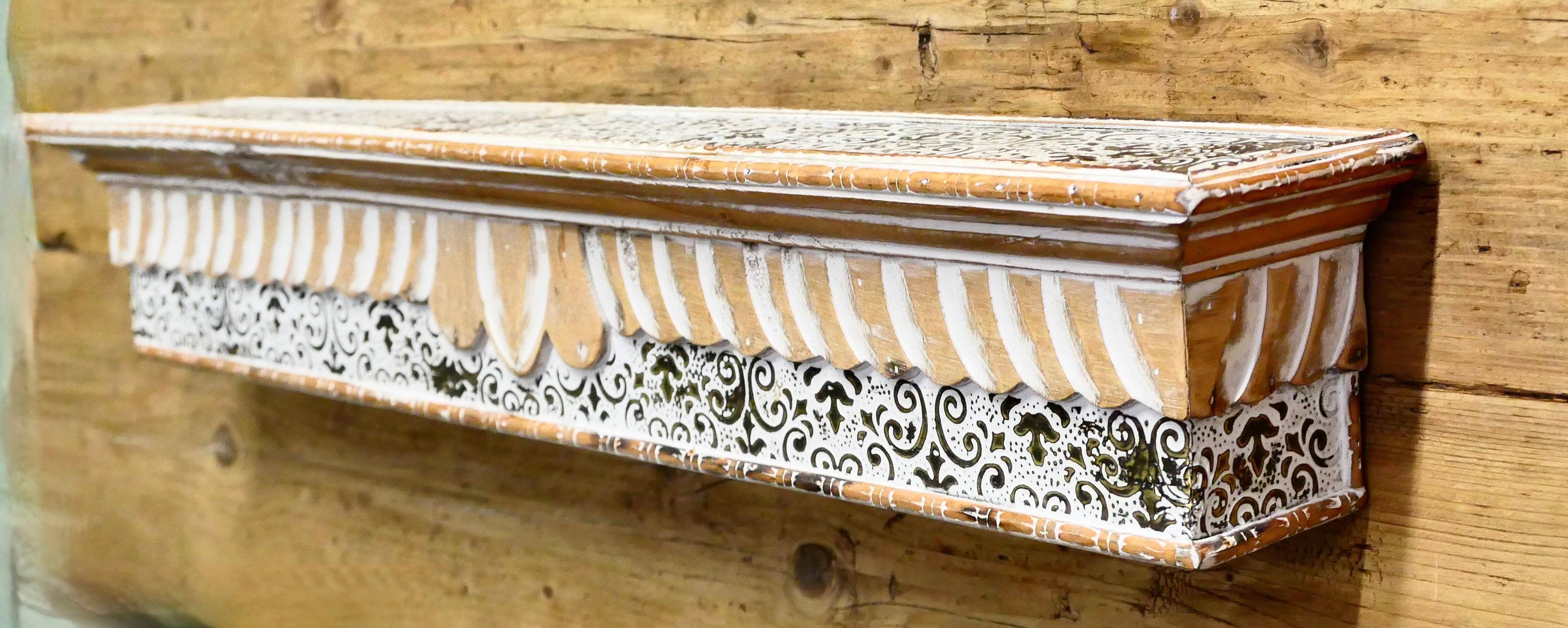 Moroccan Painted Folk Art Wall Shelf For Sale 1