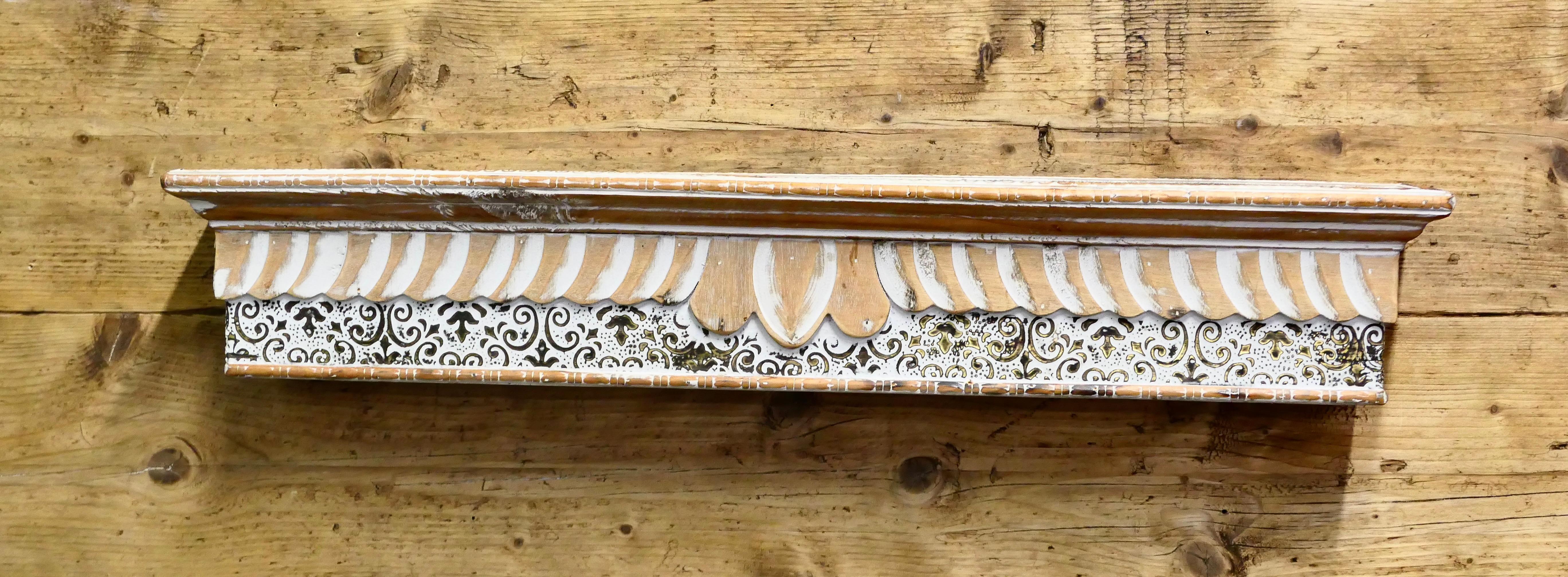 Moroccan Painted Folk Art Wall Shelf For Sale 2