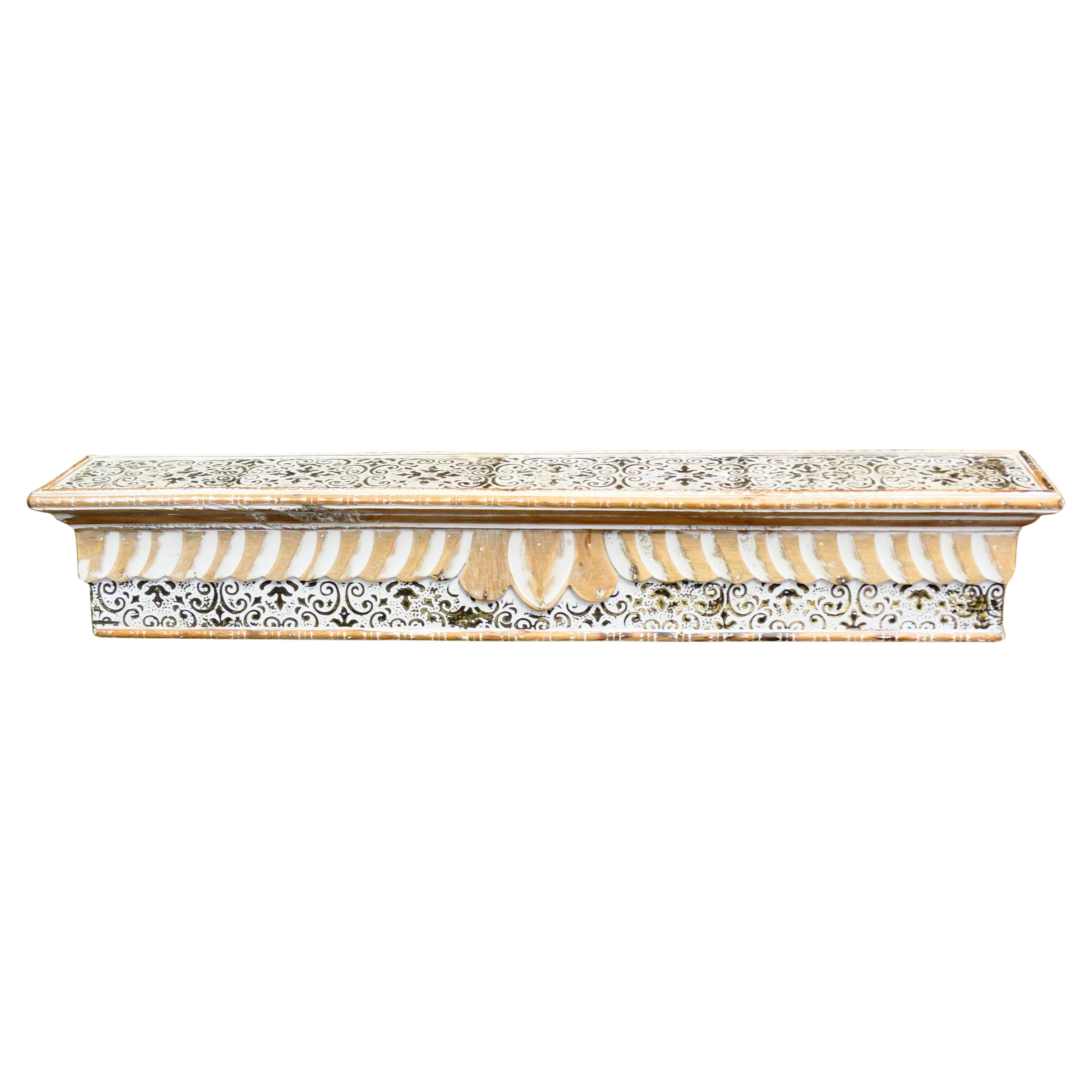 Moroccan Painted Folk Art Wall Shelf For Sale