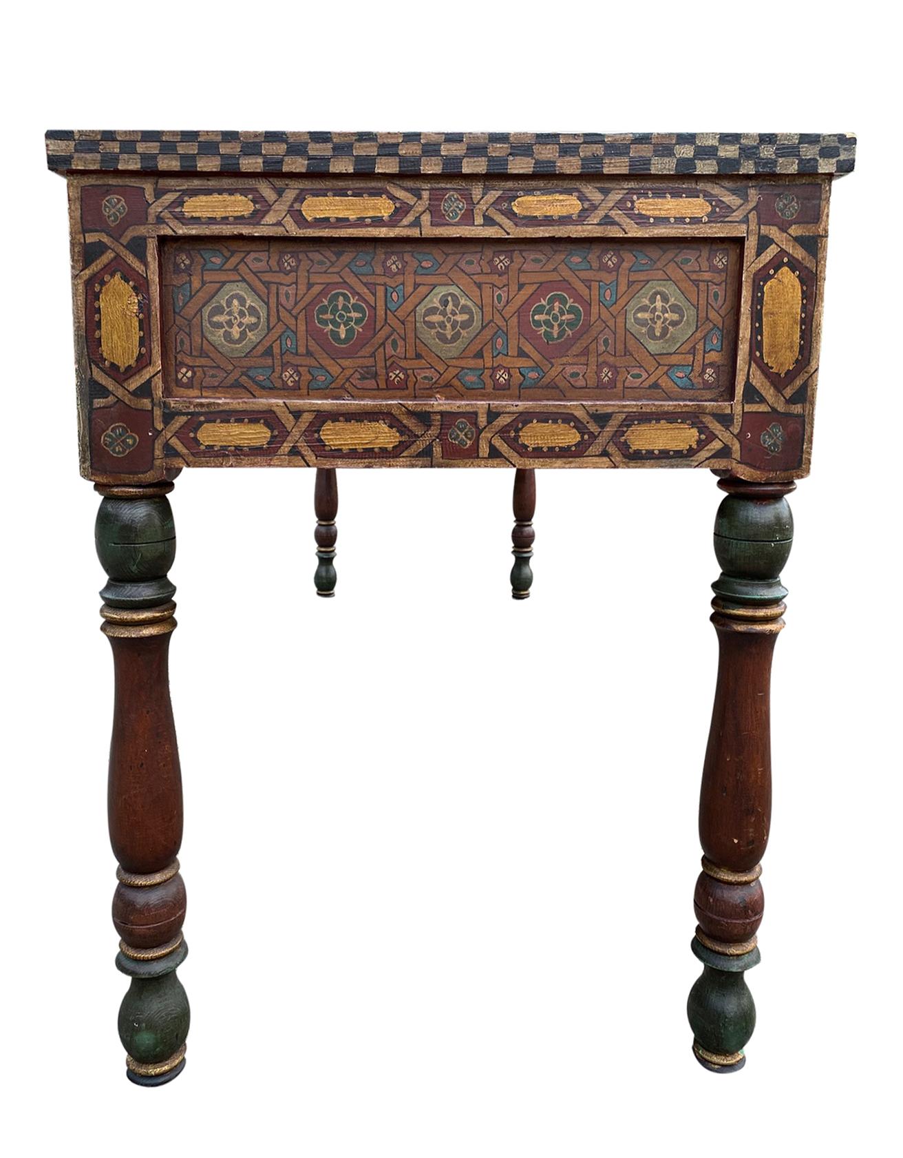 Moroccan Painted Wood Desk In Good Condition In New York, NY