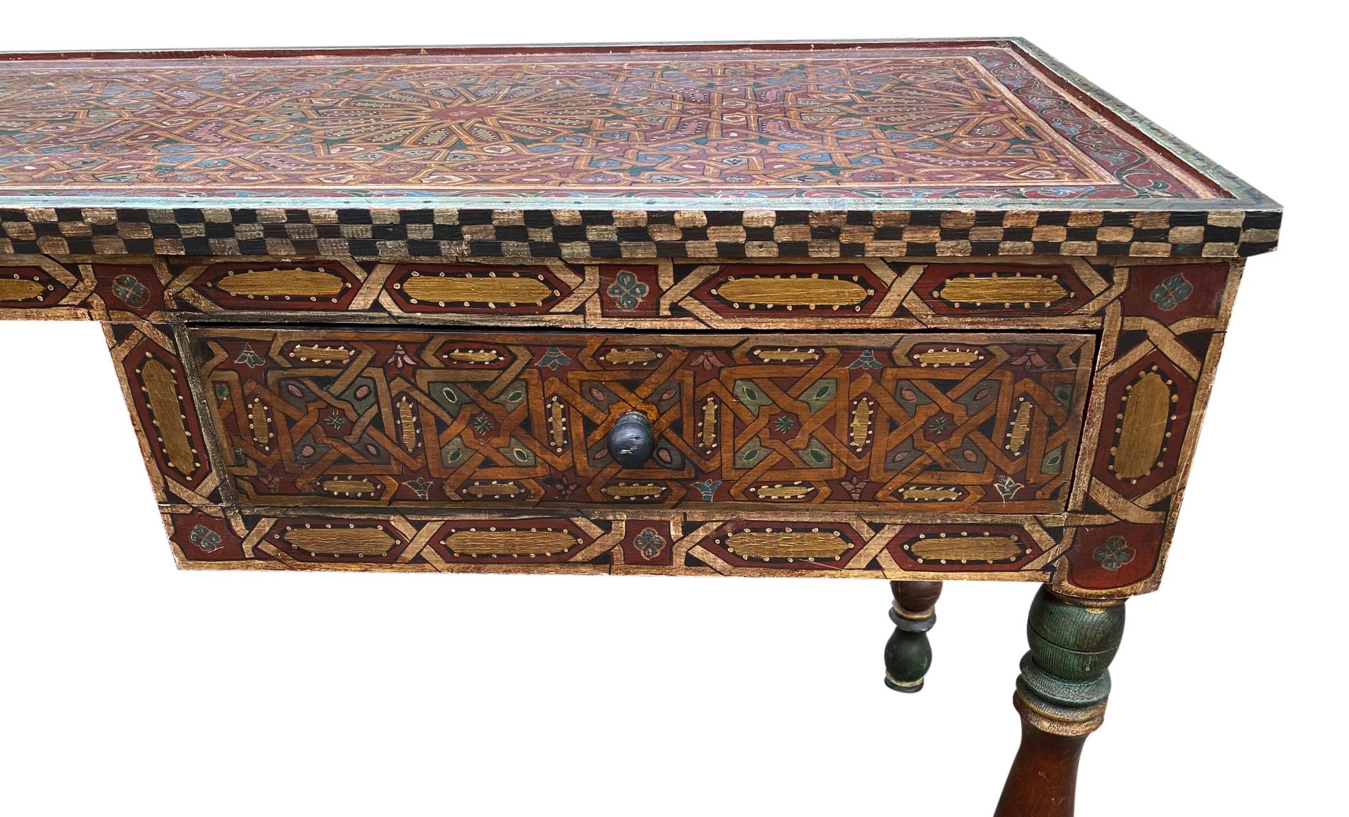 Moroccan Painted Wood Desk 1