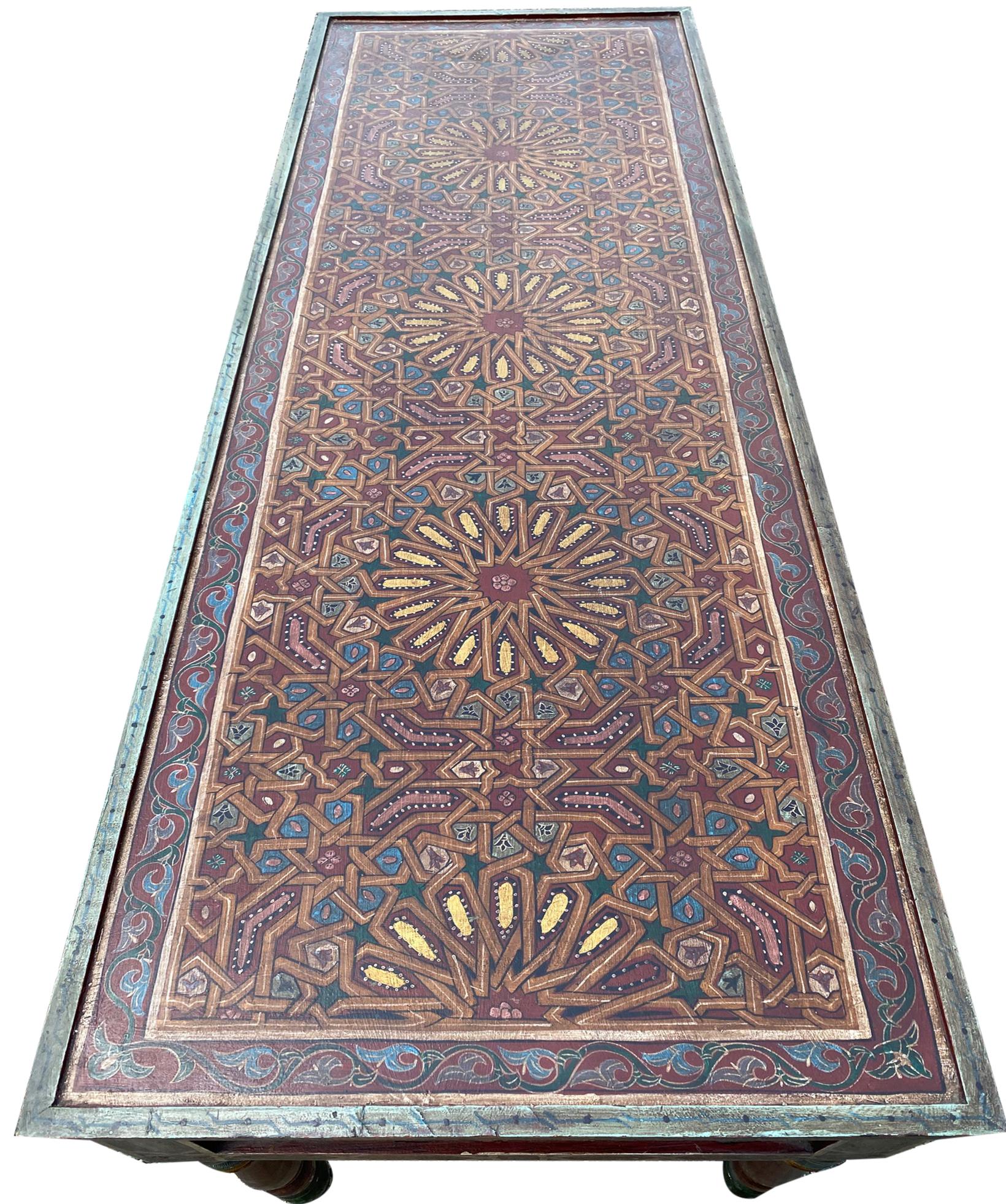 Moroccan Painted Wood Desk 2