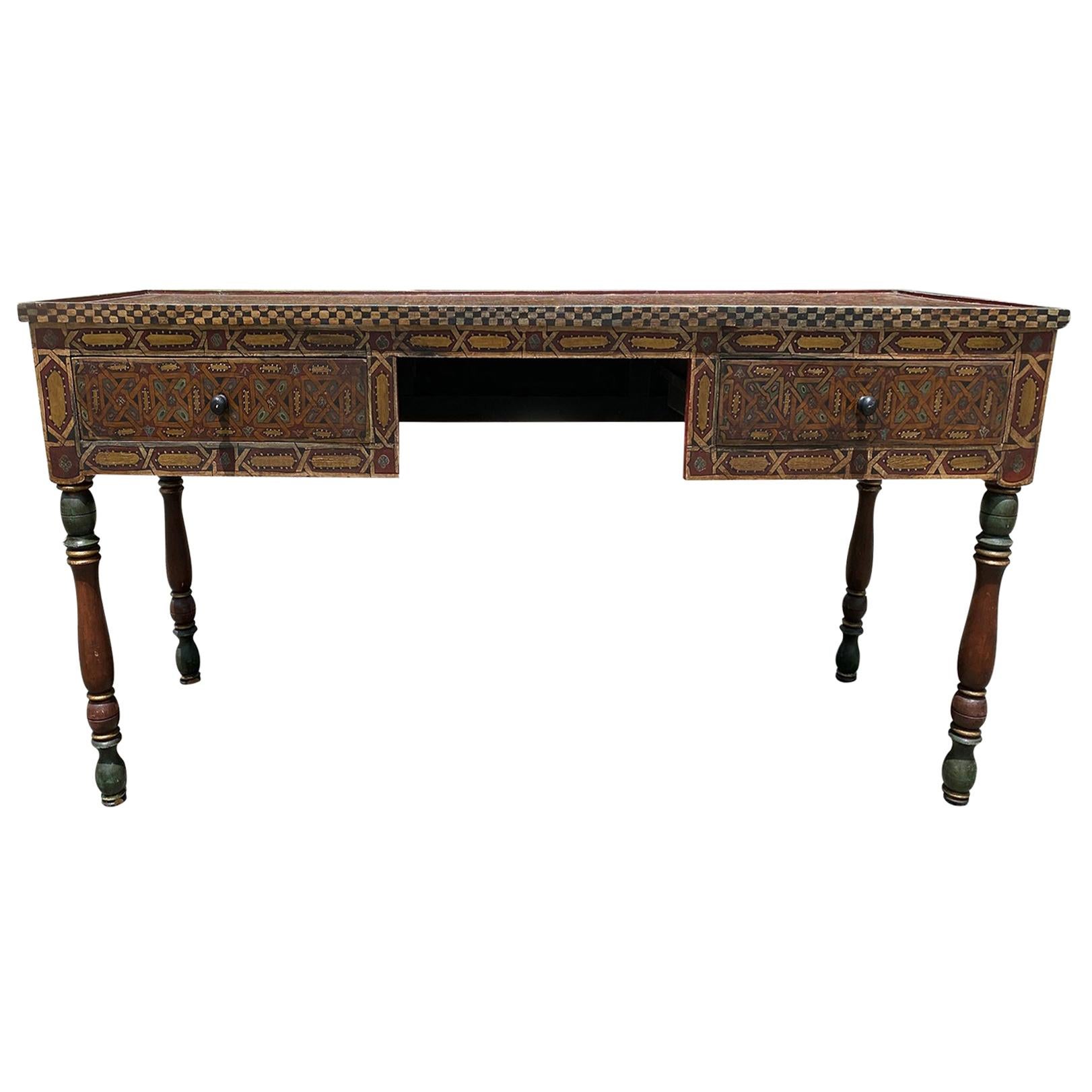 Moroccan Painted Wood Desk