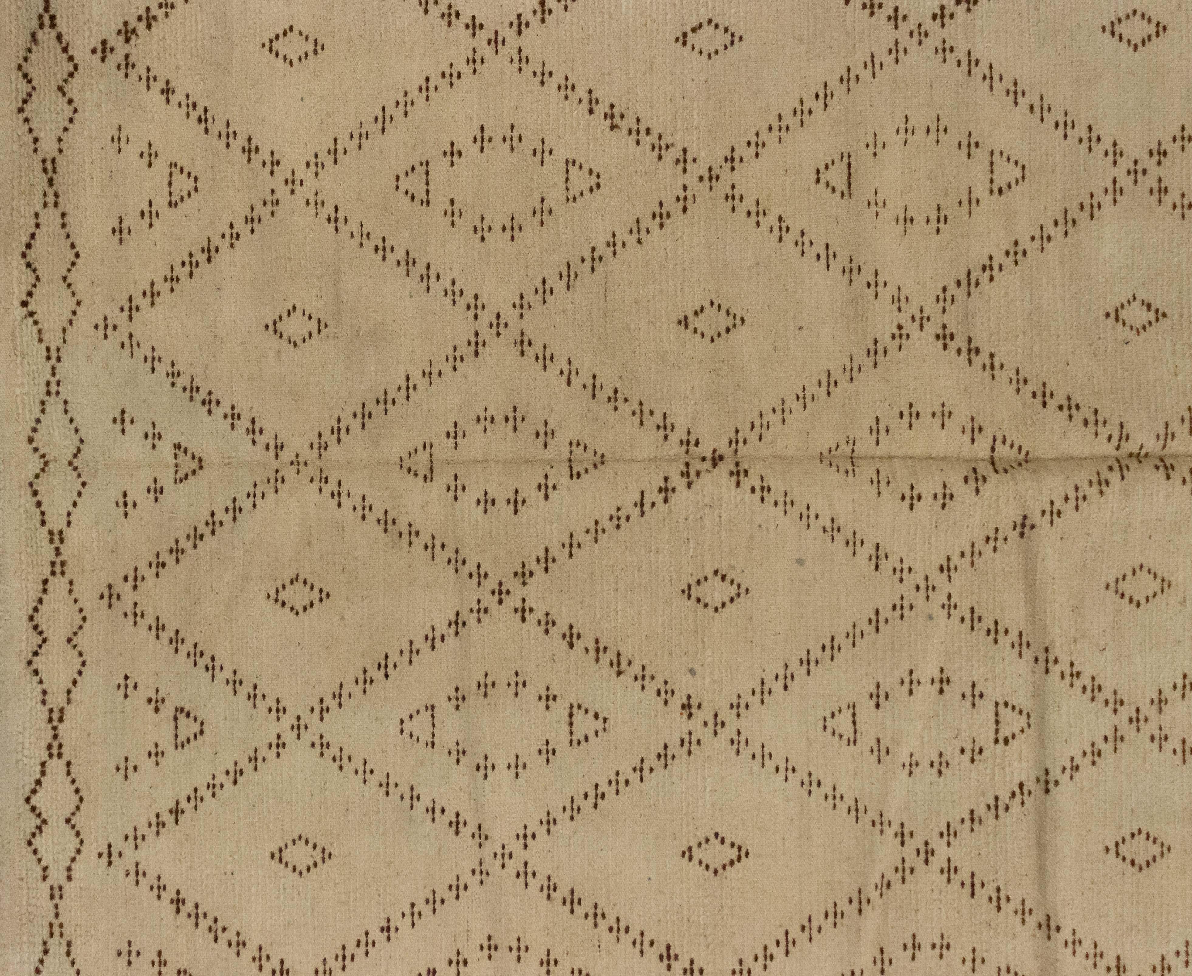 Modern Moroccan Patterned Beige and Brown Area Rug