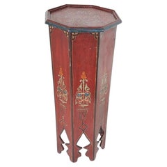 Moroccan Pedestal Table, Moorish Hand Painted Design Octagonal Shape Table 1960s