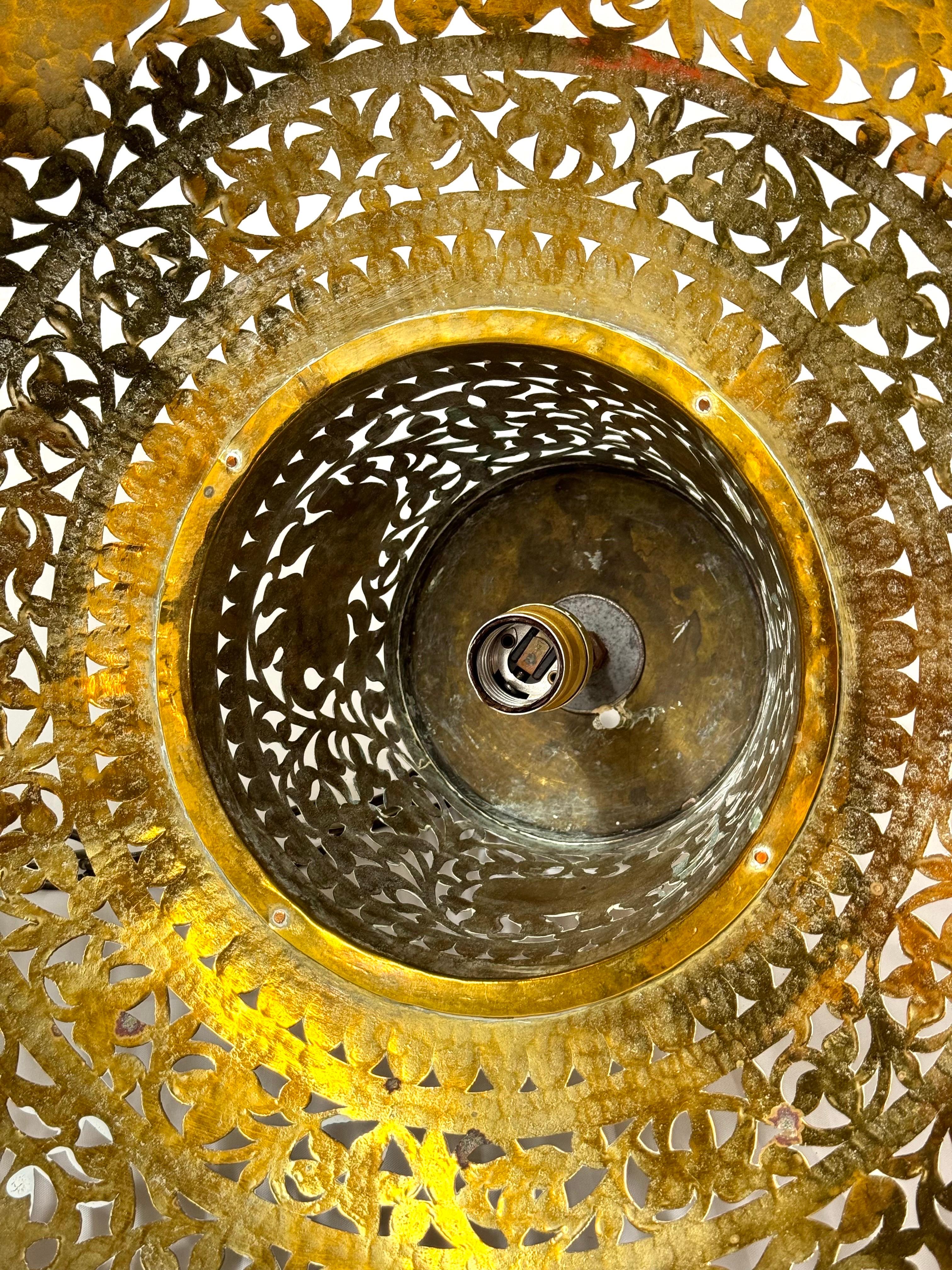 Moroccan Pierced Brass Chandelier For Sale 4