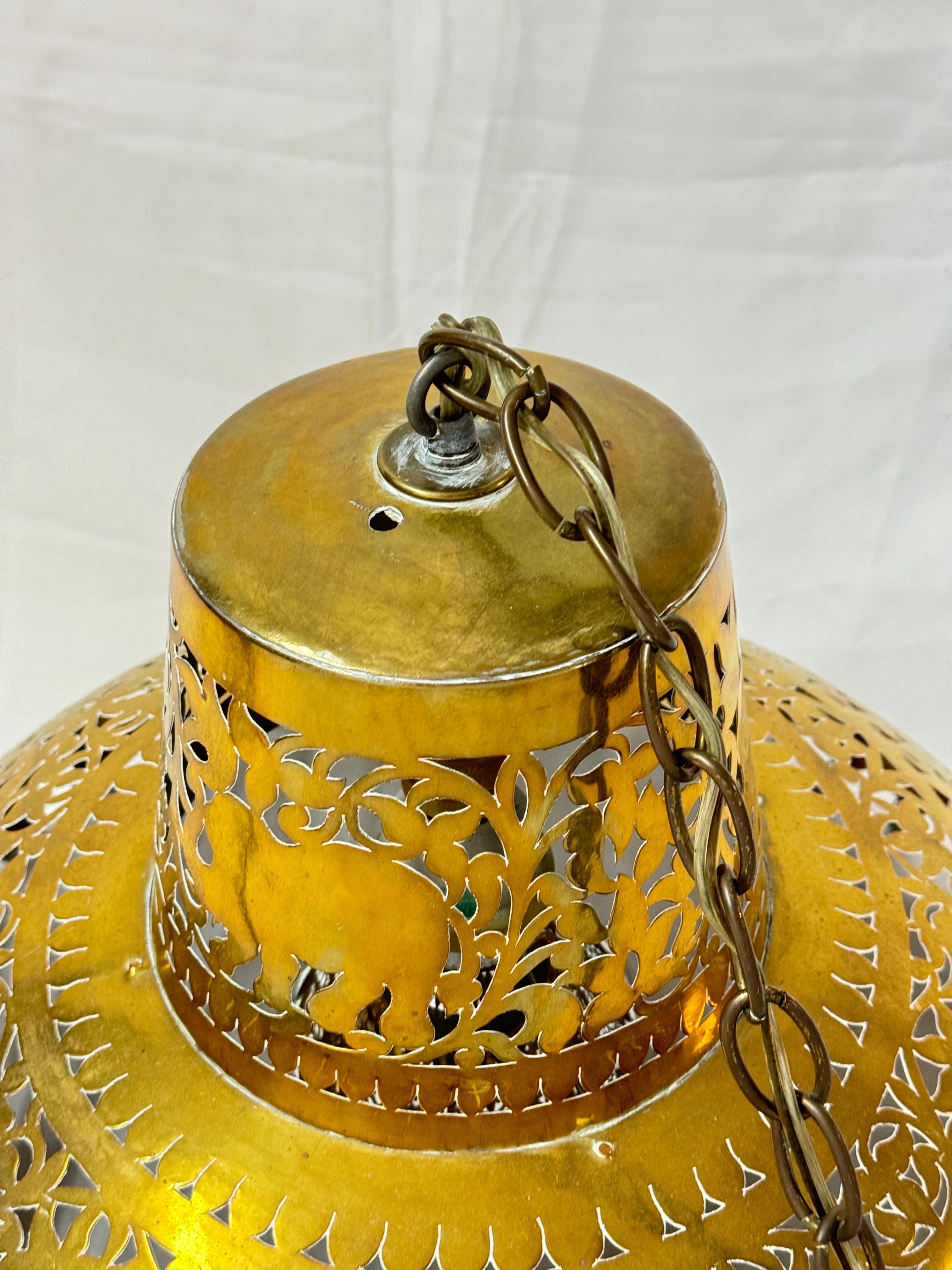 Moroccan Pierced Brass Chandelier For Sale 6