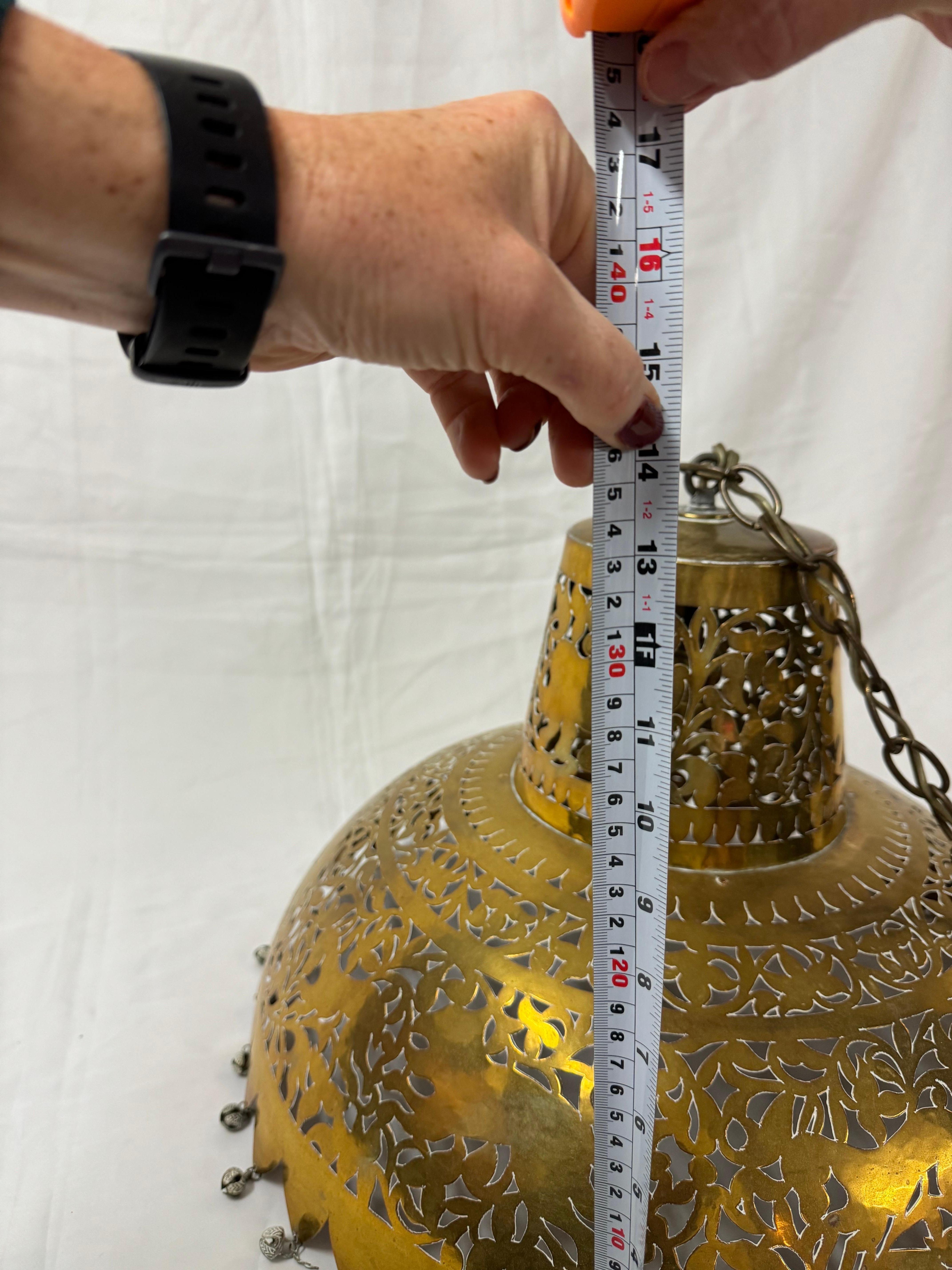Moroccan Pierced Brass Chandelier For Sale 10