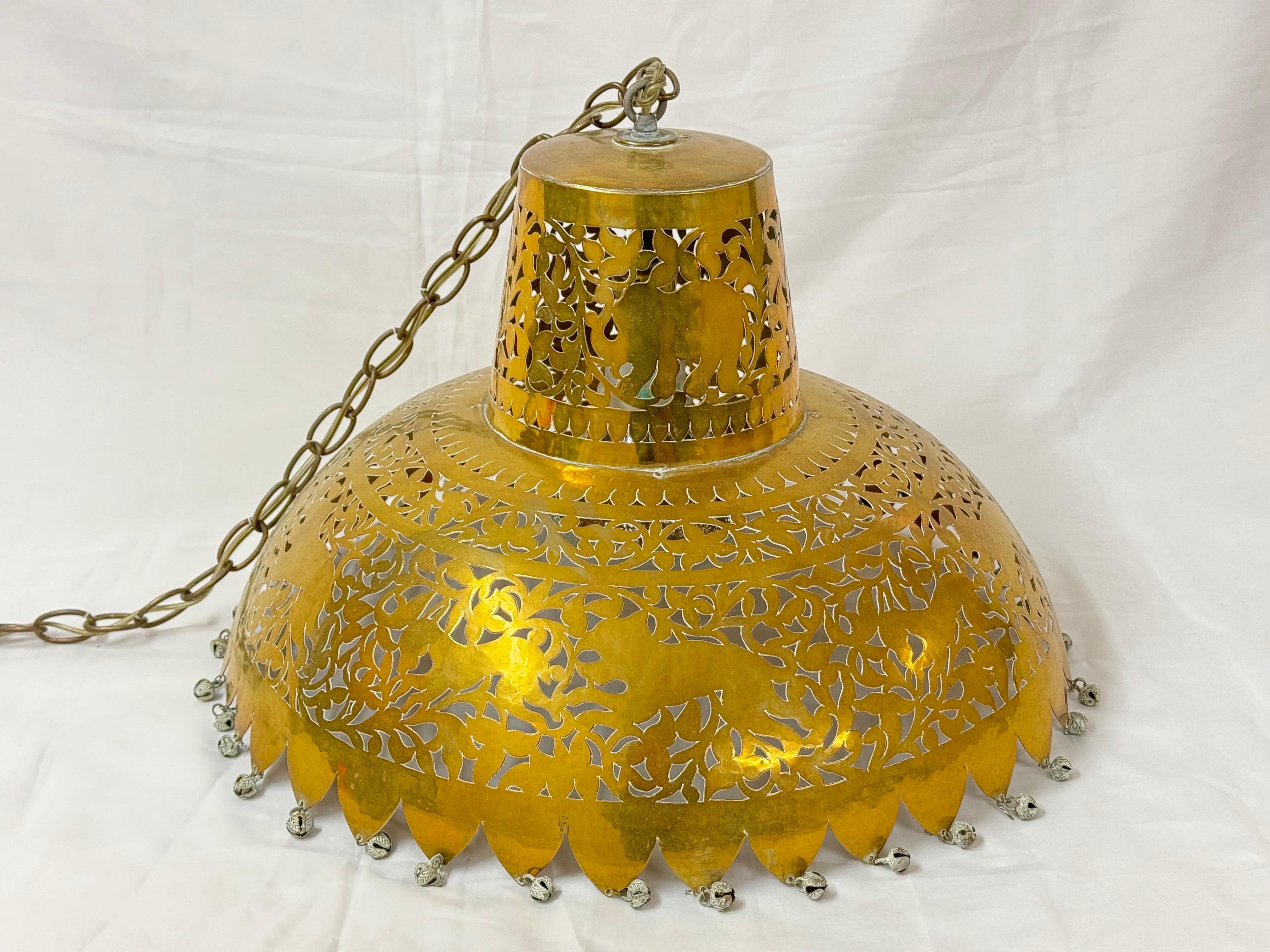 Moroccan Pierced Brass Chandelier For Sale 1