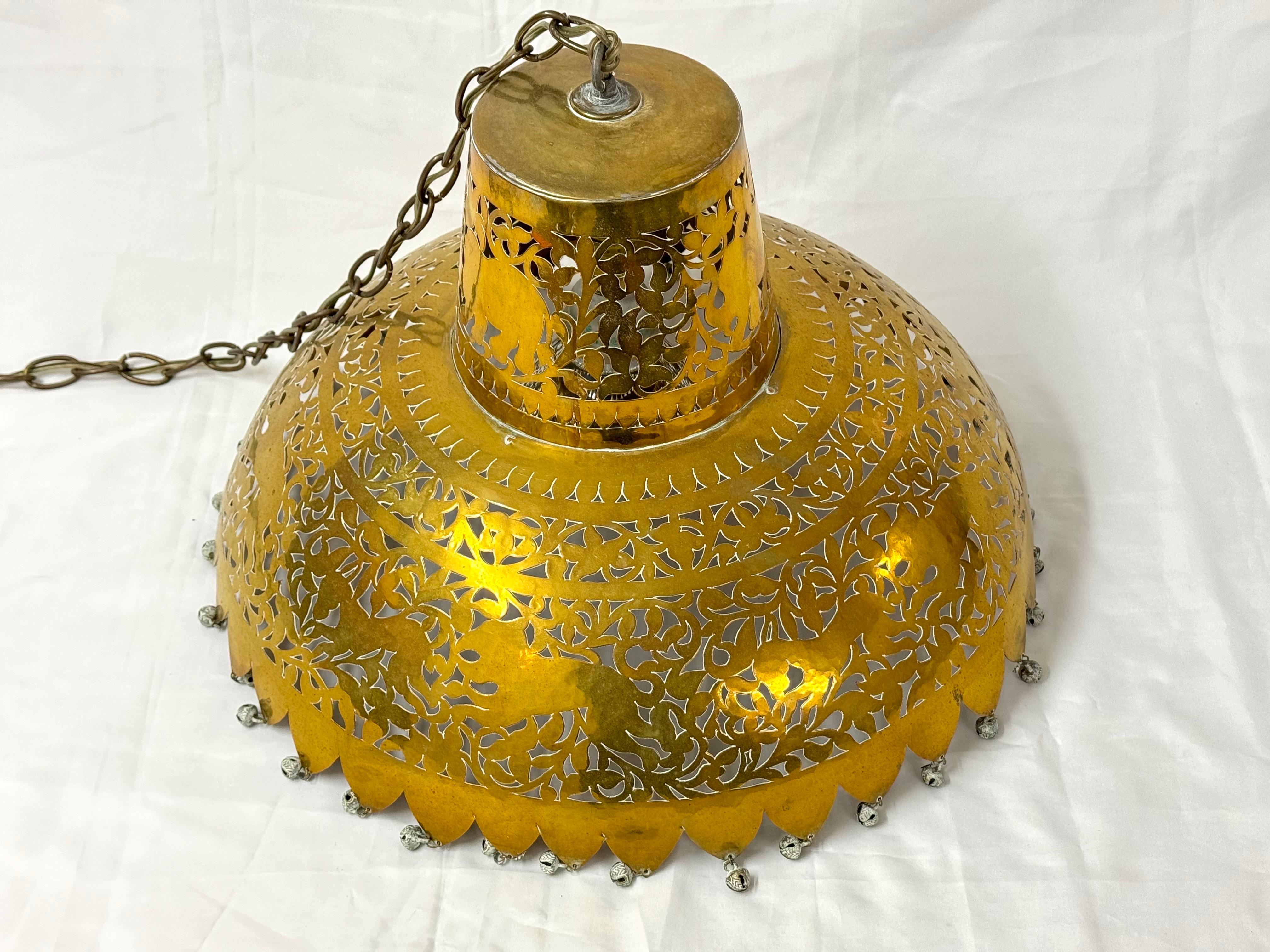Moroccan Pierced Brass Chandelier For Sale 2