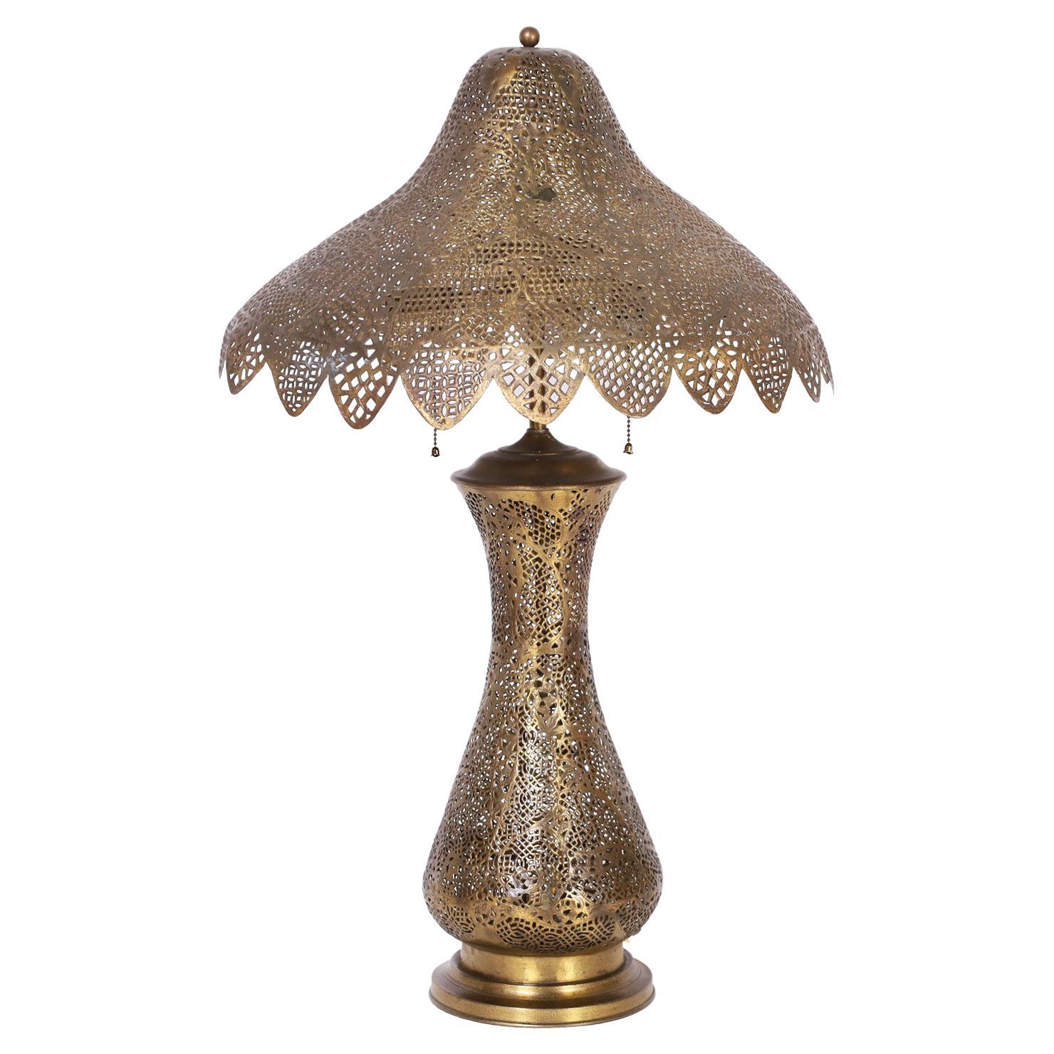 Moroccan Pierced Brass Table Lamp