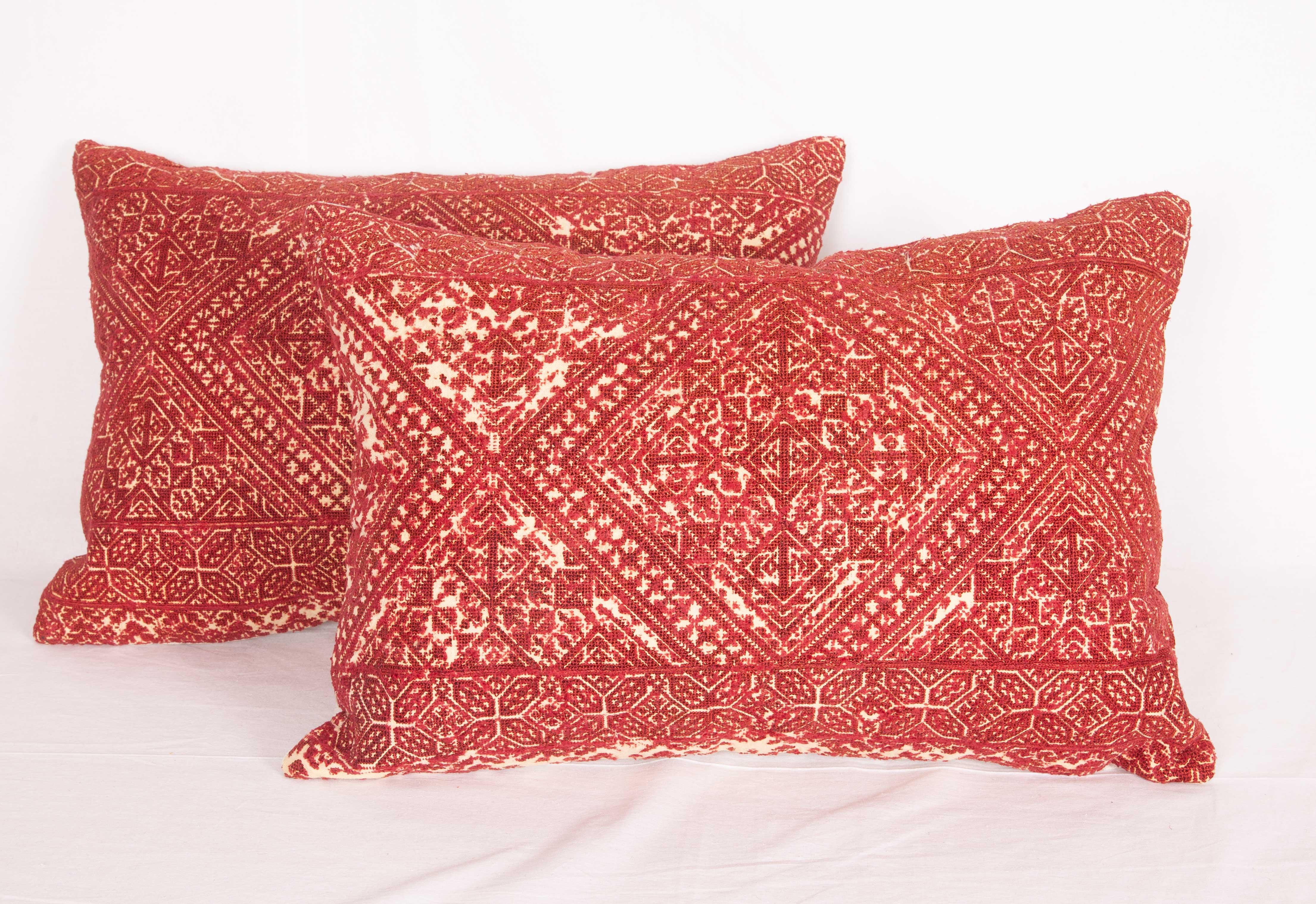 Embroidered Moroccan Pillow Cases Fashioned from a Fez Embroidery, Early 20th Century