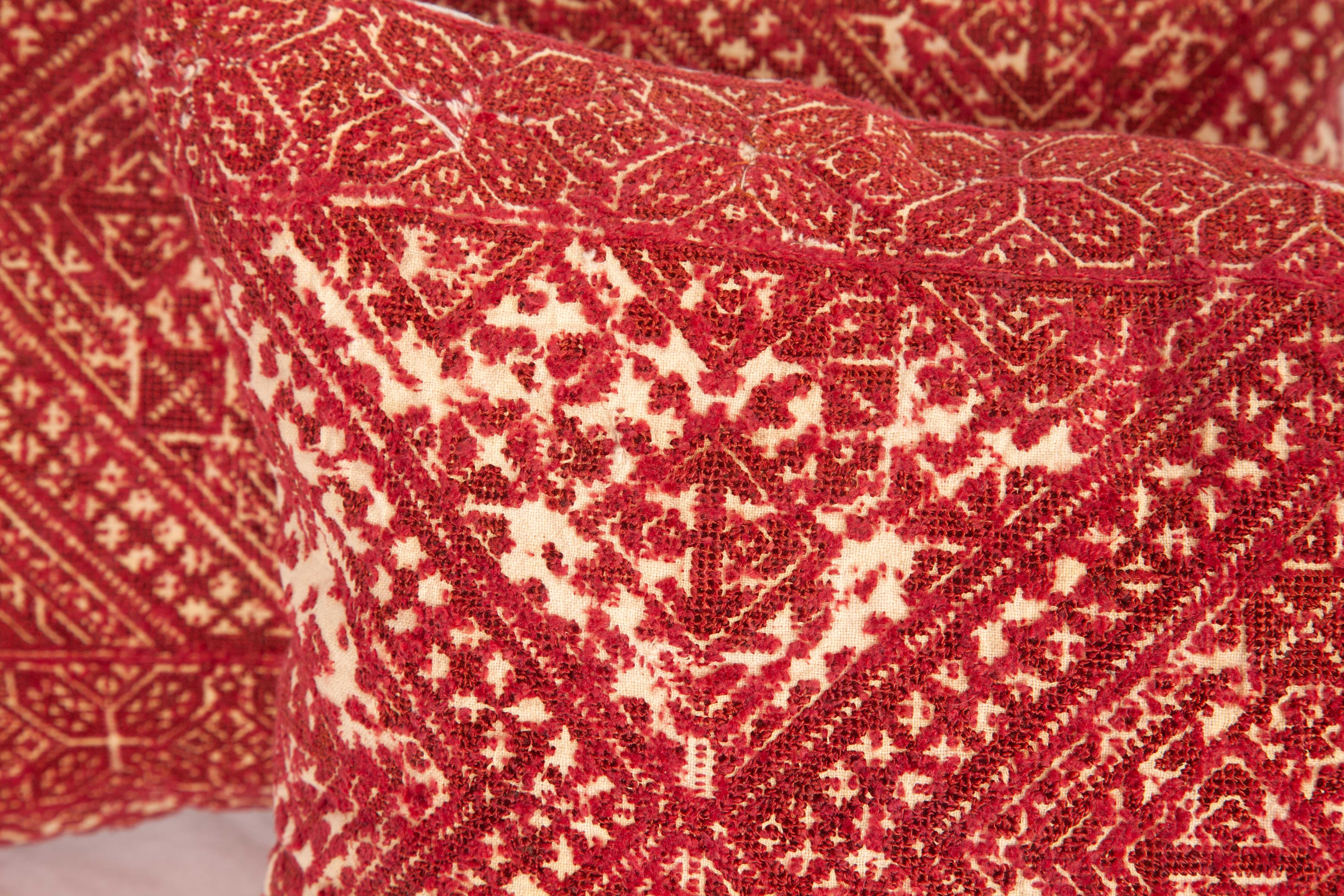 Moroccan Pillow Cases Fashioned from a Fez Embroidery, Early 20th Century In Good Condition In Istanbul, TR