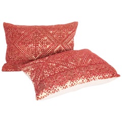 Antique Moroccan Pillow Cases Fashioned from a Fez Embroidery, Early 20th Century