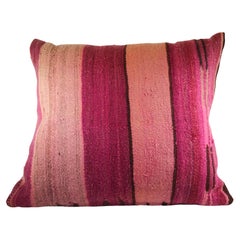Moroccan Pillow Cut from a Vintage Tribal Stripes Rug