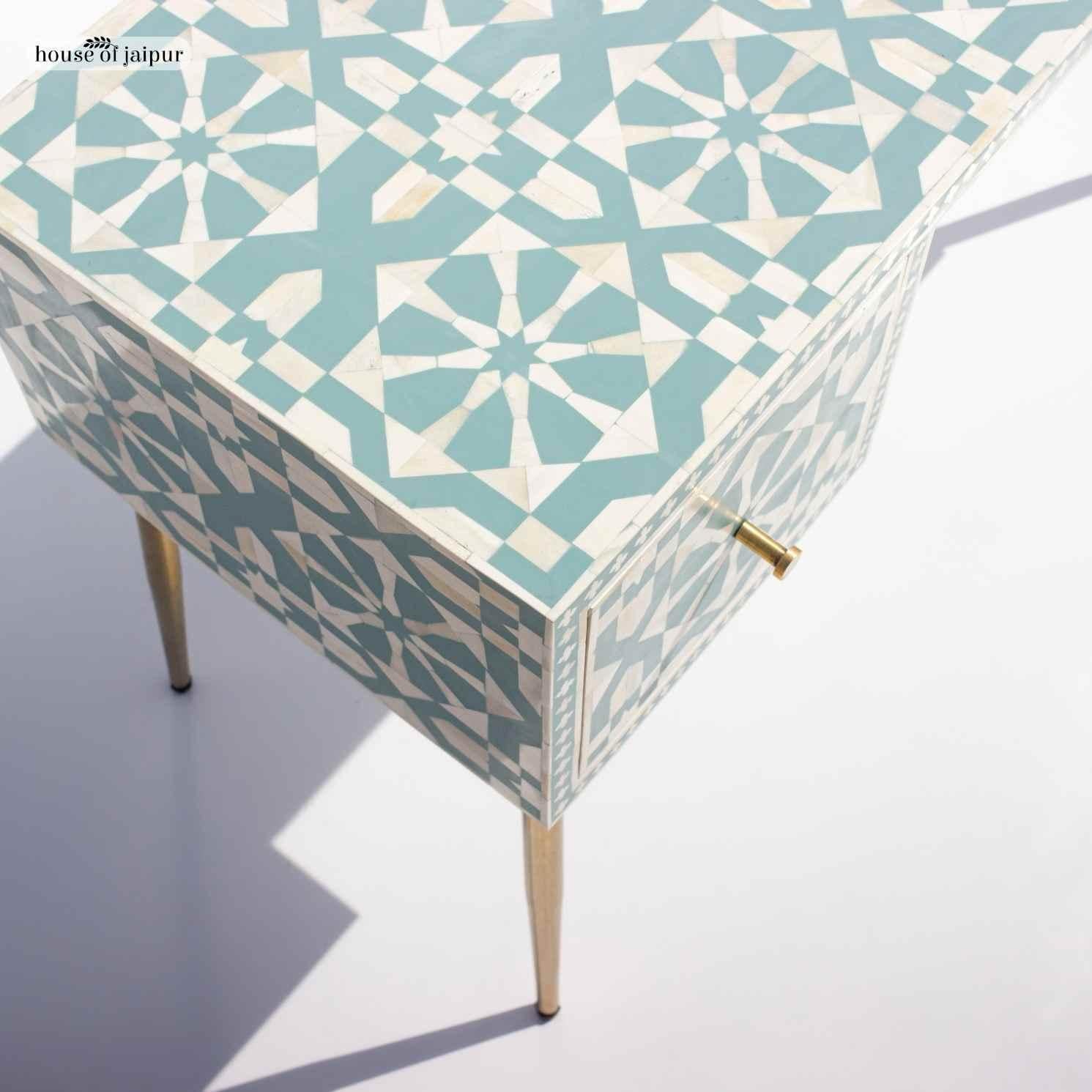 Moroccan Pink Bone Inlay Work Desk by House of Jaipur For Sale 1