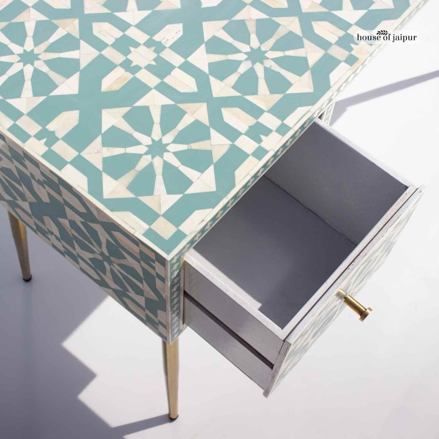 Moroccan Pink Bone Inlay Work Desk by House of Jaipur For Sale 2